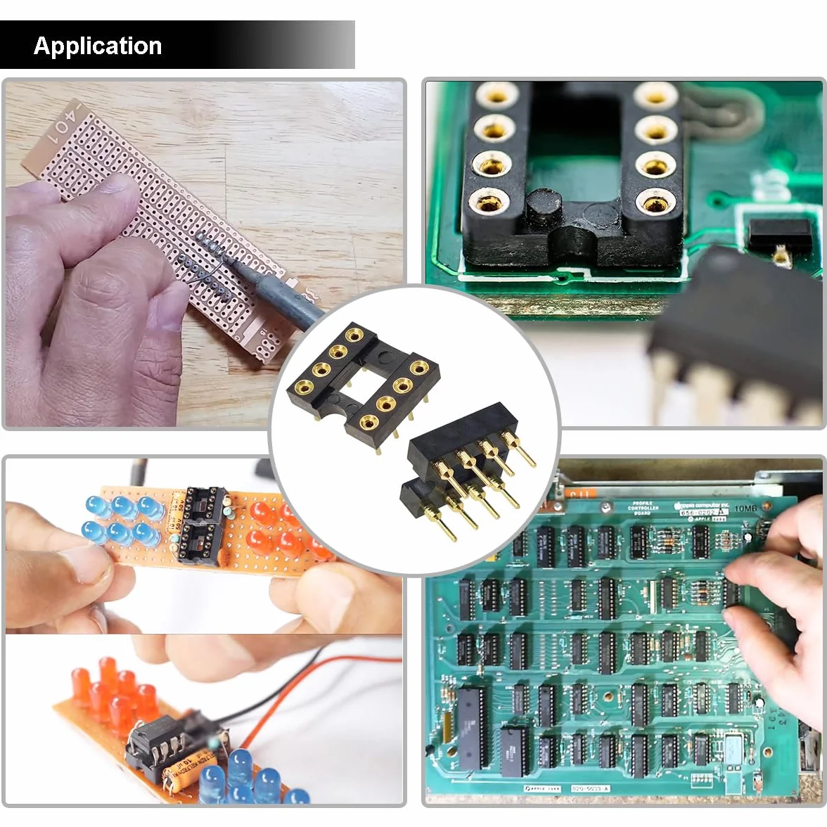 30 pzas DIP-8 IC Sockets Ronda Zócalo IC 8 pines paso 2,54 mm Adaptador Tipo de soldadura chapado en oro no es fácil de romper,con alambre de estaño Pen