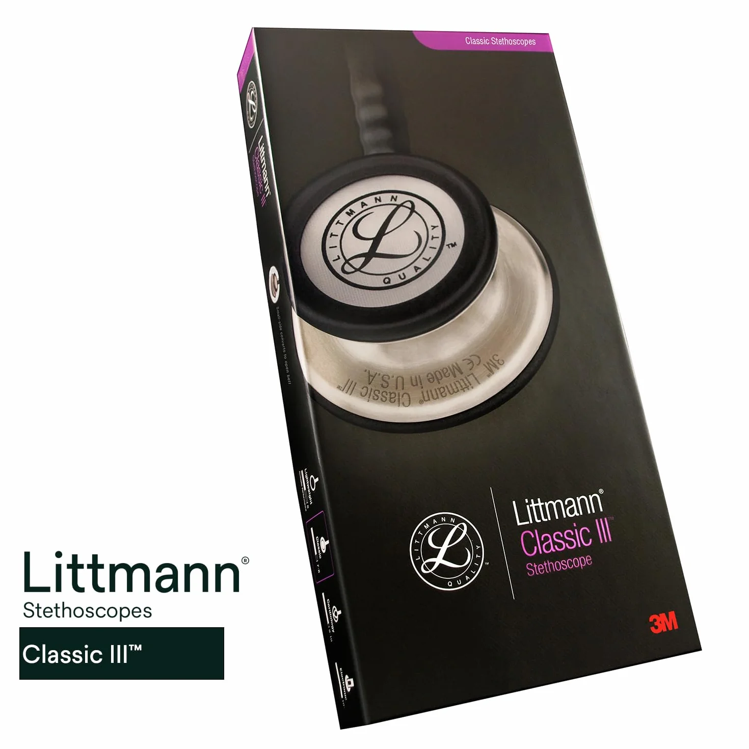 3M Littmann Fonendoscopio para monitorización Classic III, tubo azul Caribe, 68,5 cm, 5623