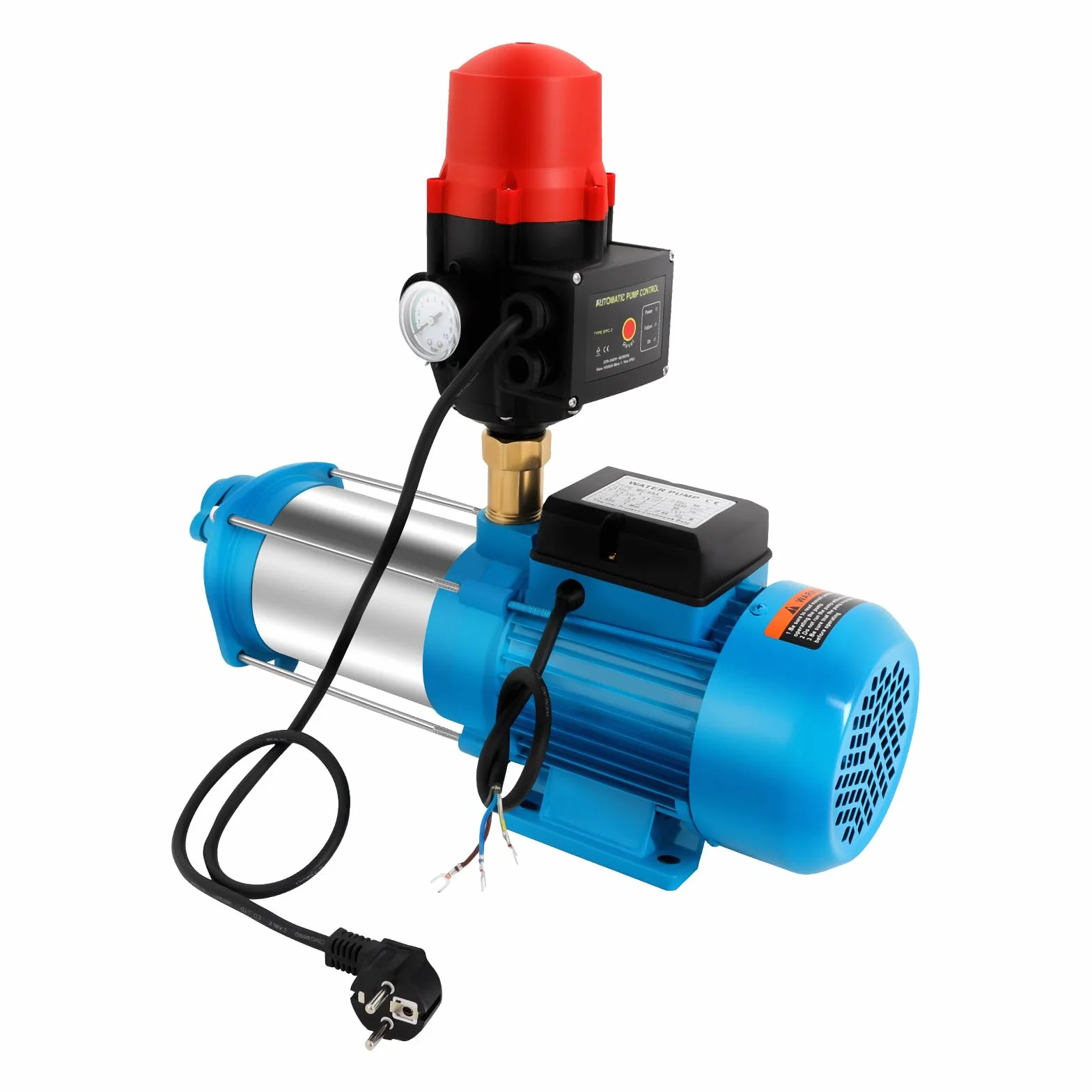 Bomba centrífuga multietapa para jardín, 4000 l/h, 1300 W, bomba de agua, bomba centrífuga, altura de extracción de 98 m, 8,6 bar, presión de succión, altura de 8 m, tornillo de llenado de agua para