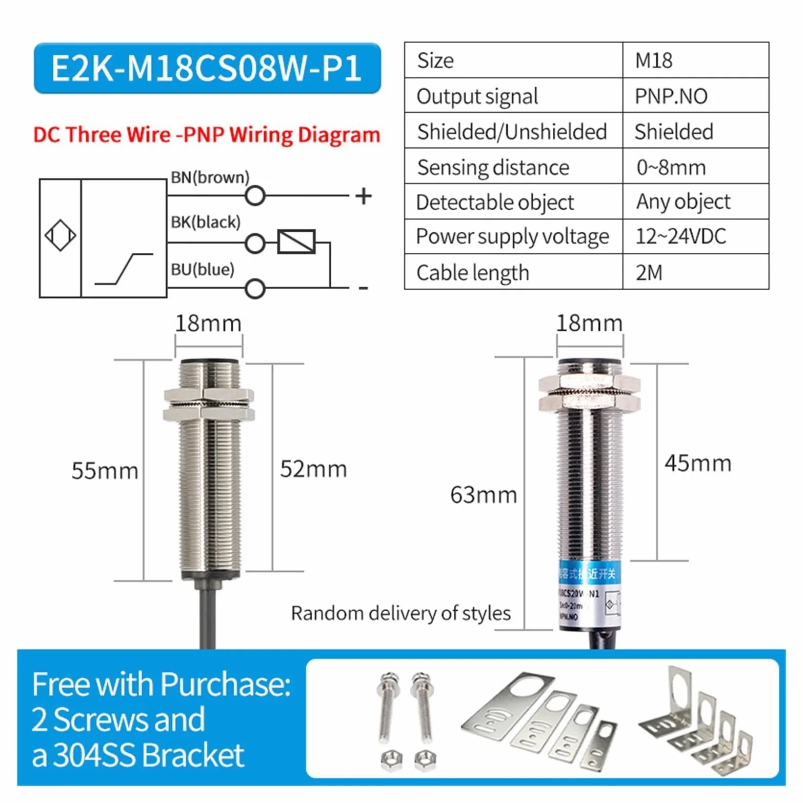 Medidor de nivel de sonido, M12M18M30 interruptor de proximidad capacitivo material detección partículas alimentación plástico sensor inducción madera líquida | E2K-M18CS08W-P1