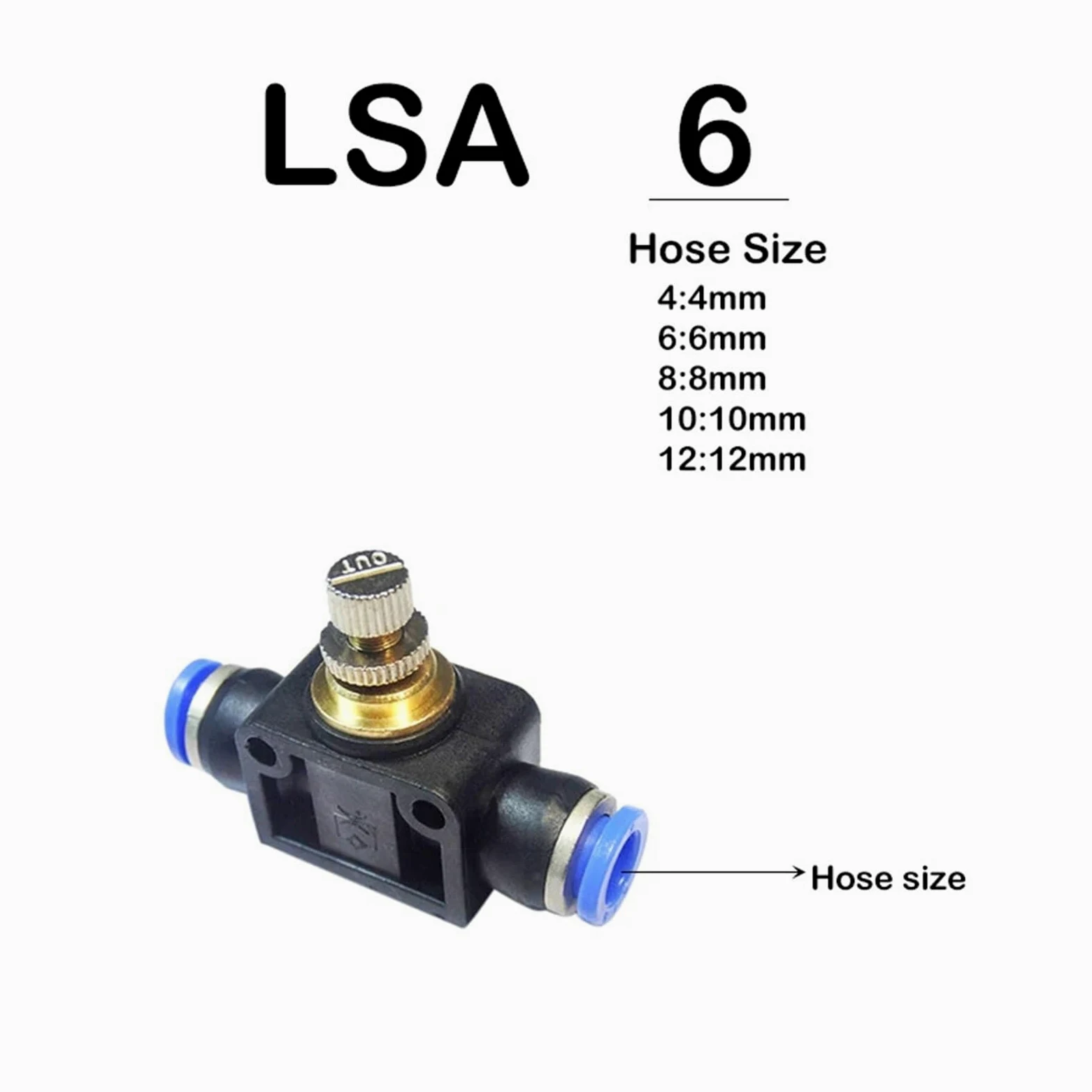 Conectores rápidos neumáticos for mangueras y tubos. Fabricados en plástico PE/PU/PY/PM/PV/PP. for mangueras de 4 mm, 6 mm y 8 mm. Paquete de 10 unidades.(LSA (10PCS A LOT),Use 8mm hose)
