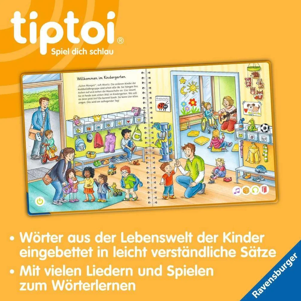 Ravensburger tiptoi 00113 Set de Inicio: Libro Ilustrado con Bolígrafo y Palabras, Sistema de Aprendizaje Infantil para niños de 3 años