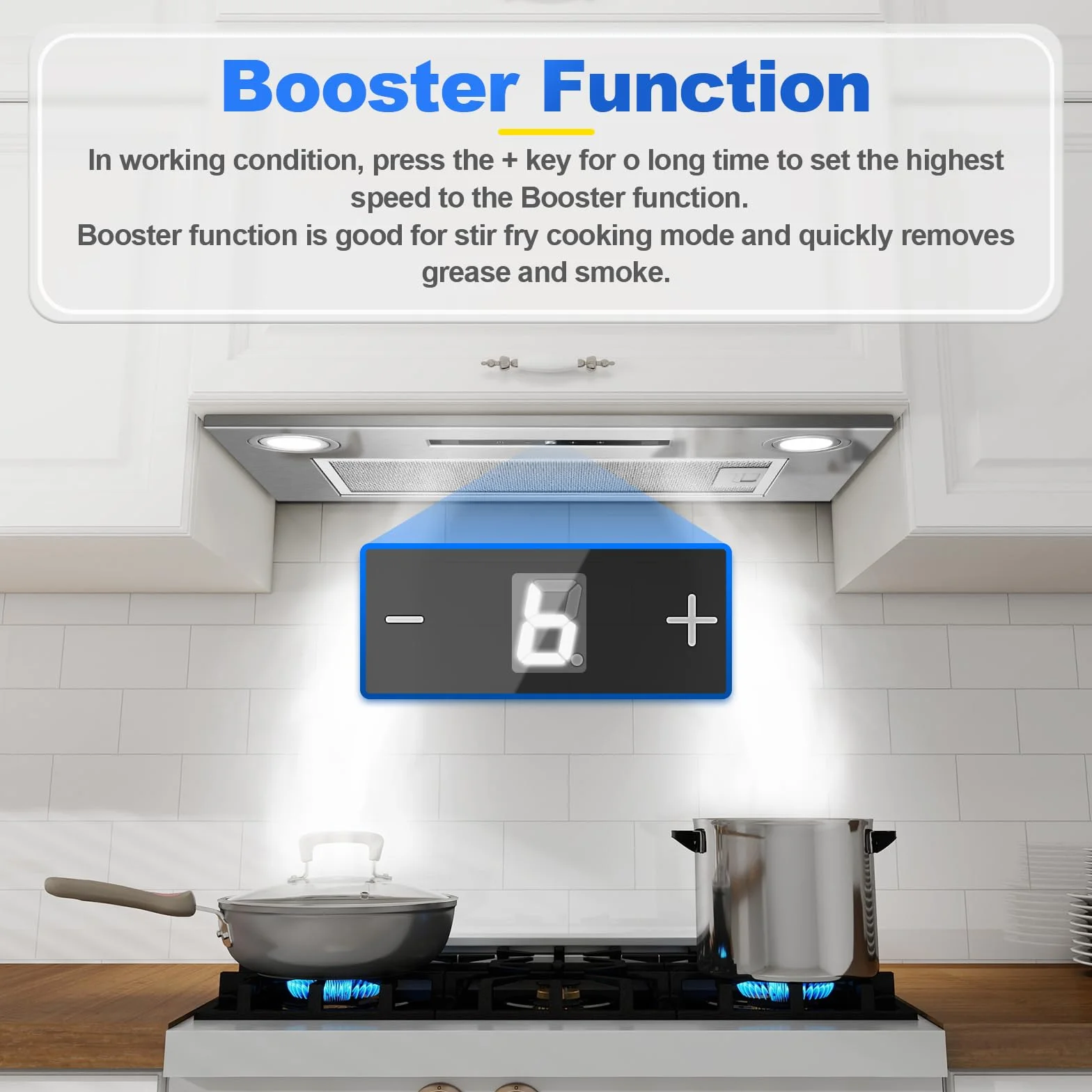 Campana Extractora Empotrable 52 cm 400 m³/h 3 Velocidades Booster Controles Gestuales Táctiles LED