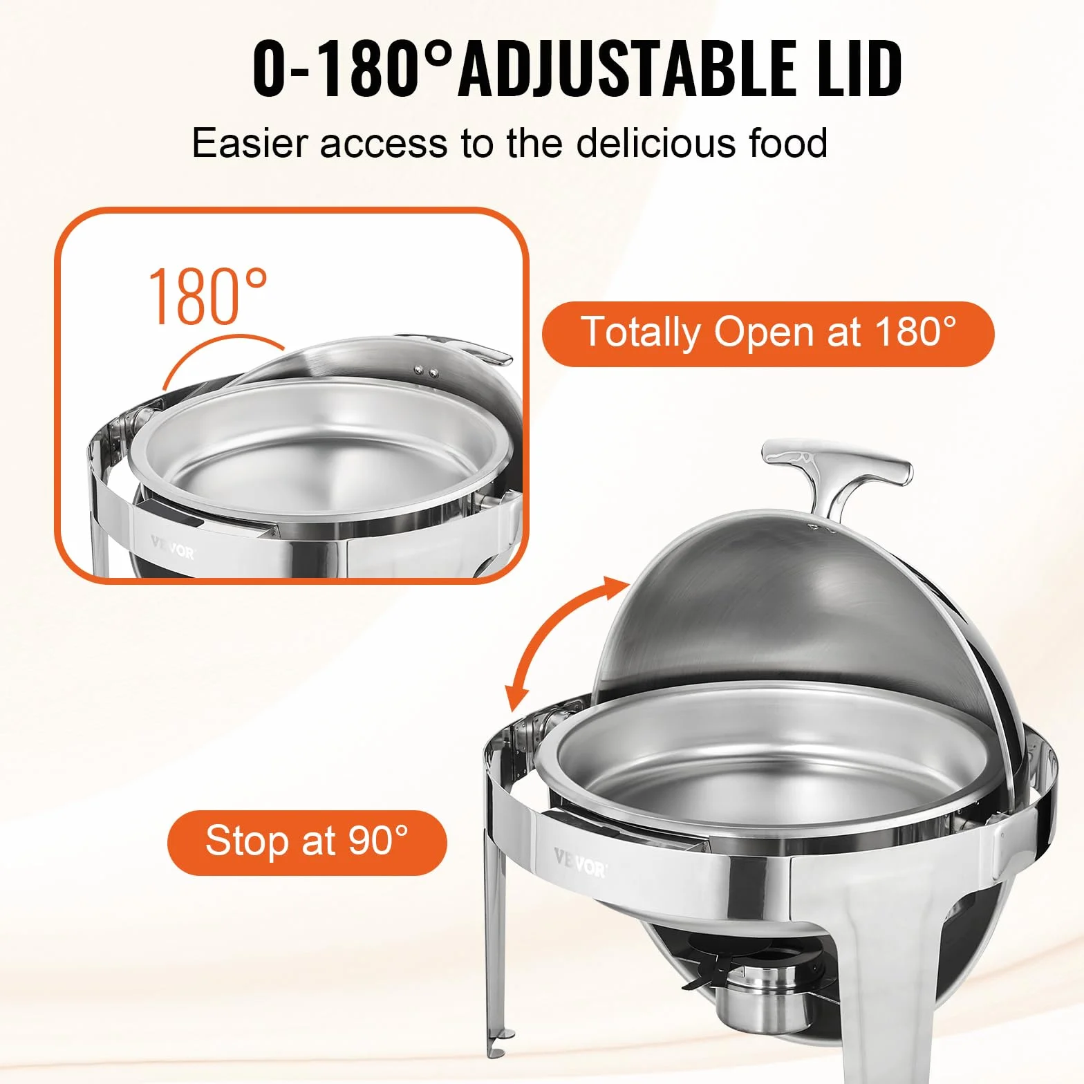 VEVOR Juego de 2 Calientaplatos Redondos 5,5 L Acero Inoxidable para Buffet