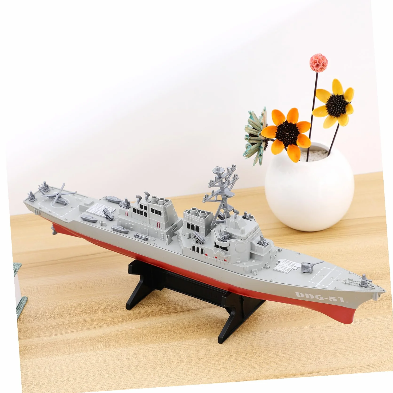 Modelo de Barco de Guerra Juguete Estático Plástico Resistente Decorativo Maqueta Naval