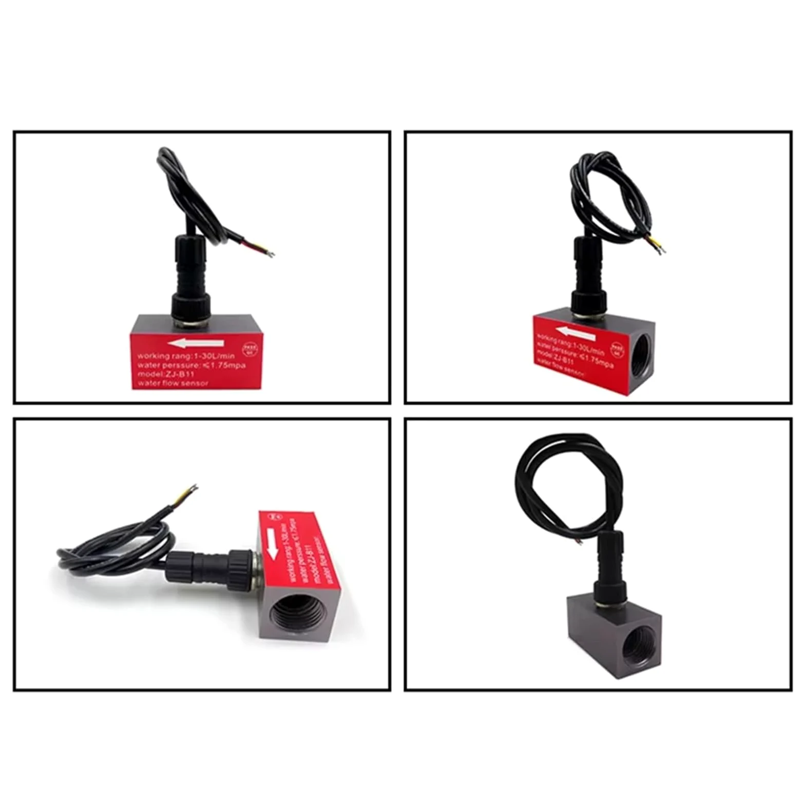 Medidor de flujo compacto de microturbina de 1 a 30 l/min, sensor de flujo de agua de efecto de aluminio, salida de pulso de rosca de 1/2 pulgadas, industrial