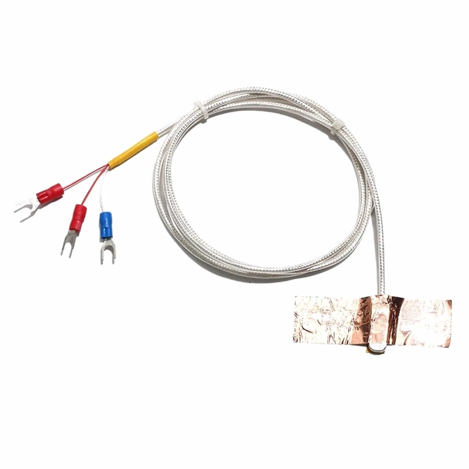 1 unidad tipo K/PT100 Sensor de temperatura de parche de medición de superficie pegada sonda SUS304 resistente al agua con cinta de lámina de cobre | PT100 Cable 10m