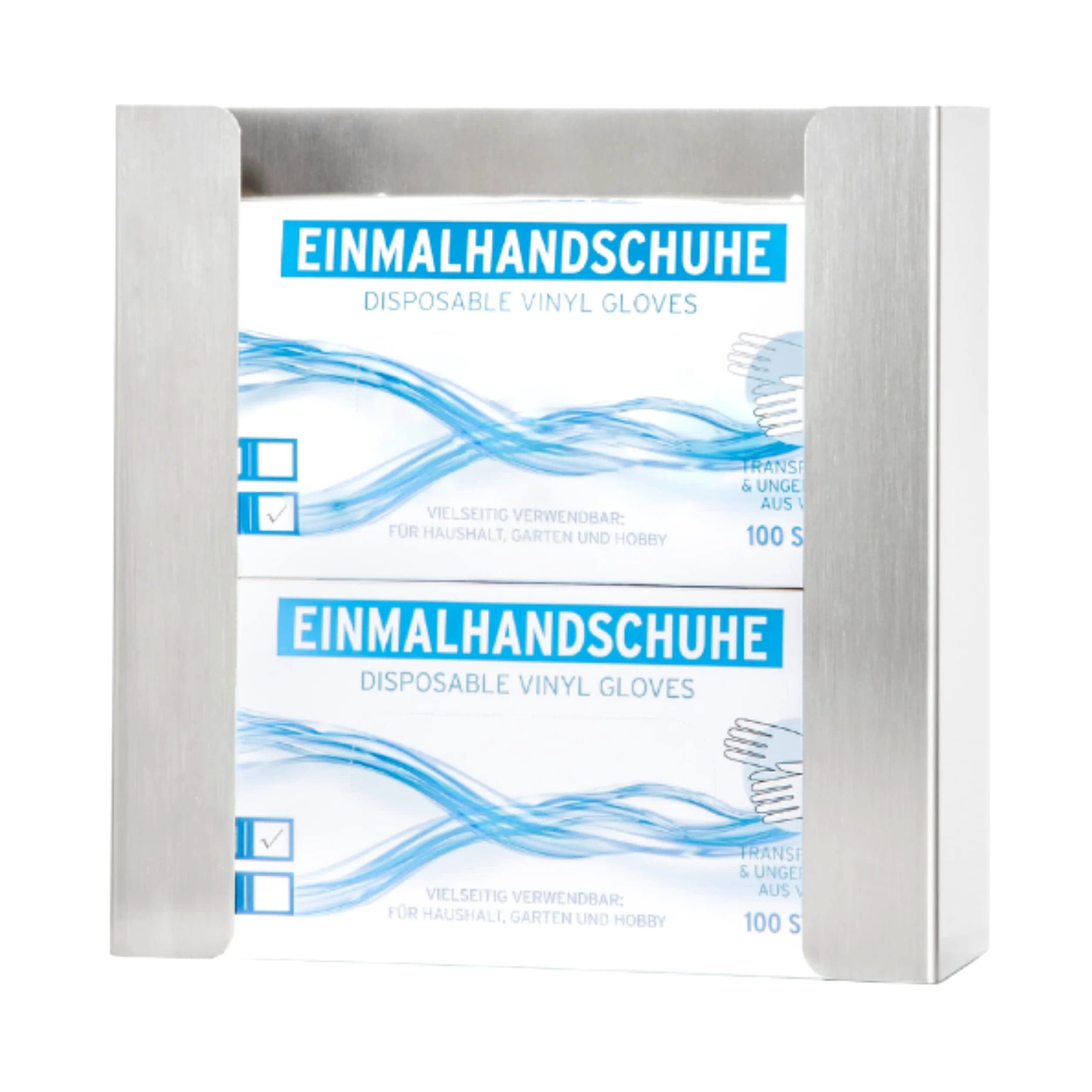 Soporte de pared para guantes (para 2 cajas) – Soporte para guantes de acero inoxidable – Soporte para guantes desechables – Dispensador de guantes para guantes desechables con accesorios de