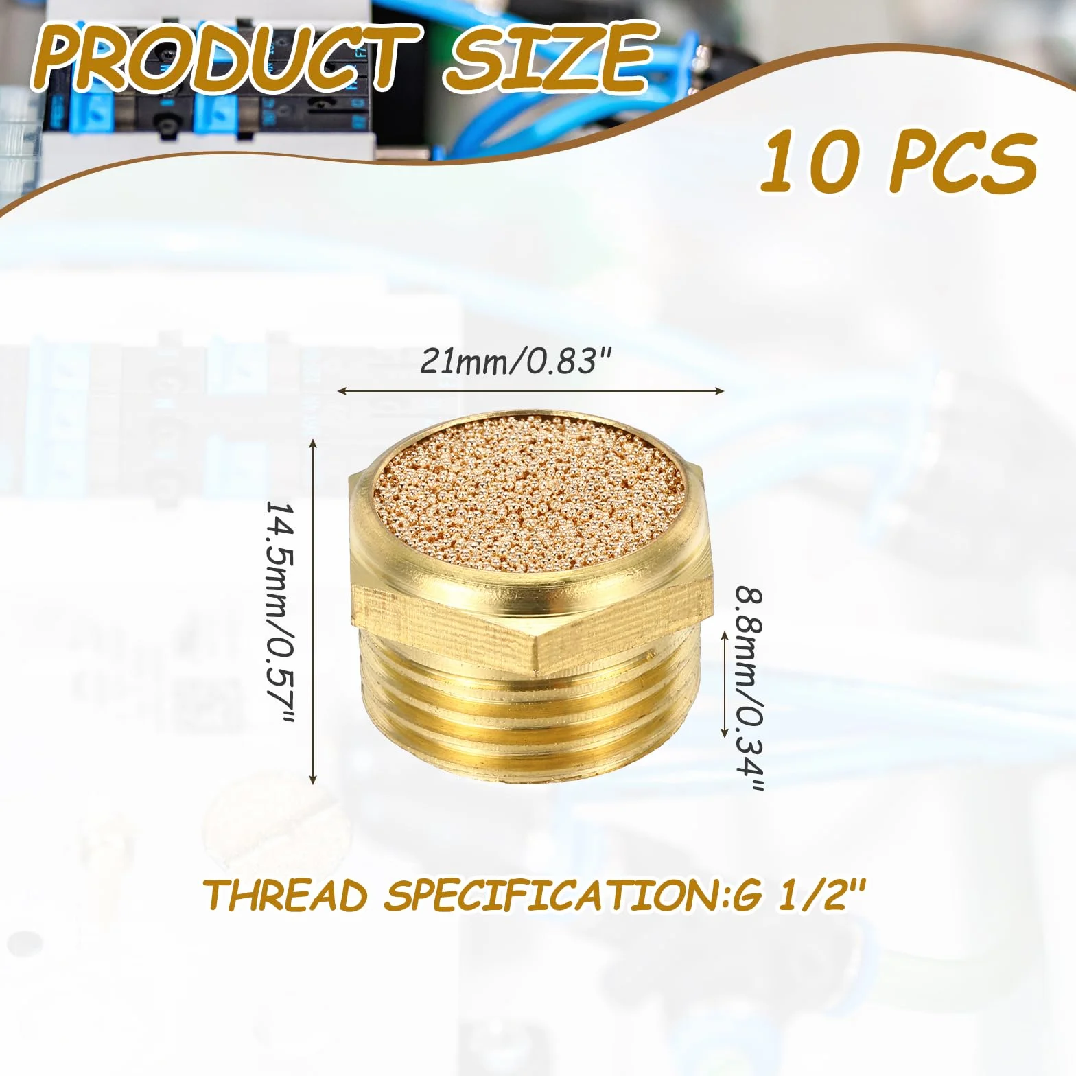 QUARKZMAN Silenciador De Escape Neumático G 1/2" Bronce Sinterizado Accesorios Para Línea De Aire