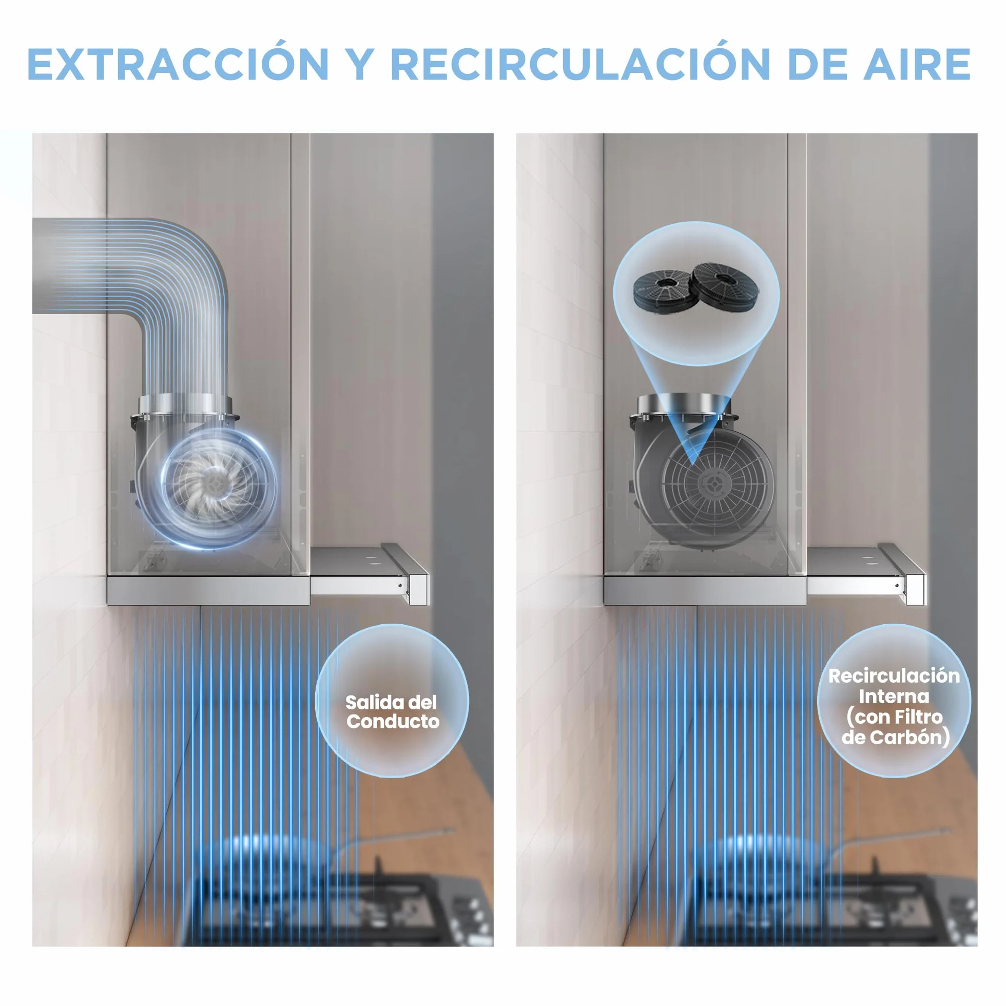 COMFEE' CHL03M21S Campana Extractora Telescópica Plana 60 cm, Clase A+, 400 m³/h, Plateado