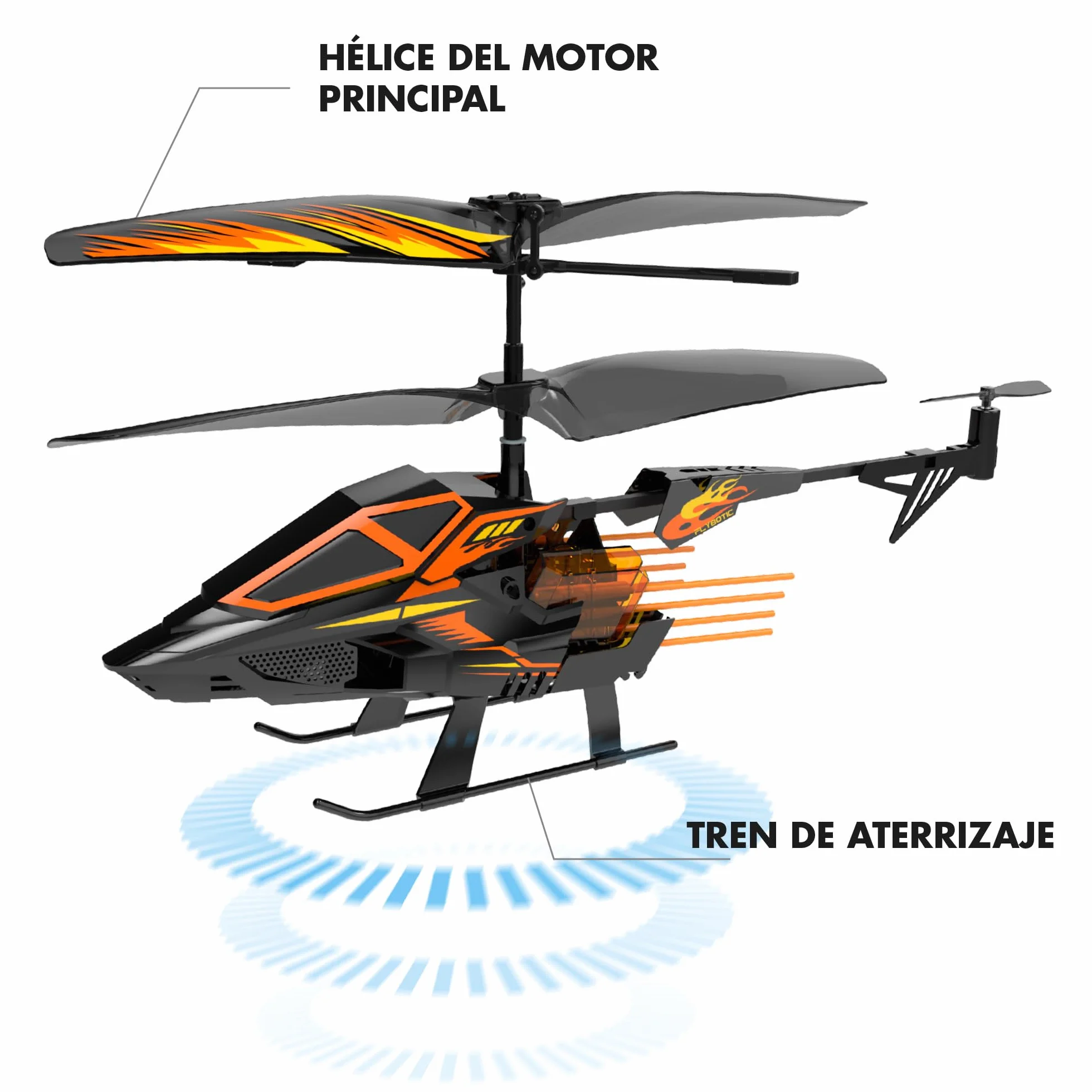 Bizak FLYBOTIC Hover Blast Helicoptero teledirigido con Mando Radio Control y 16 Cohetes