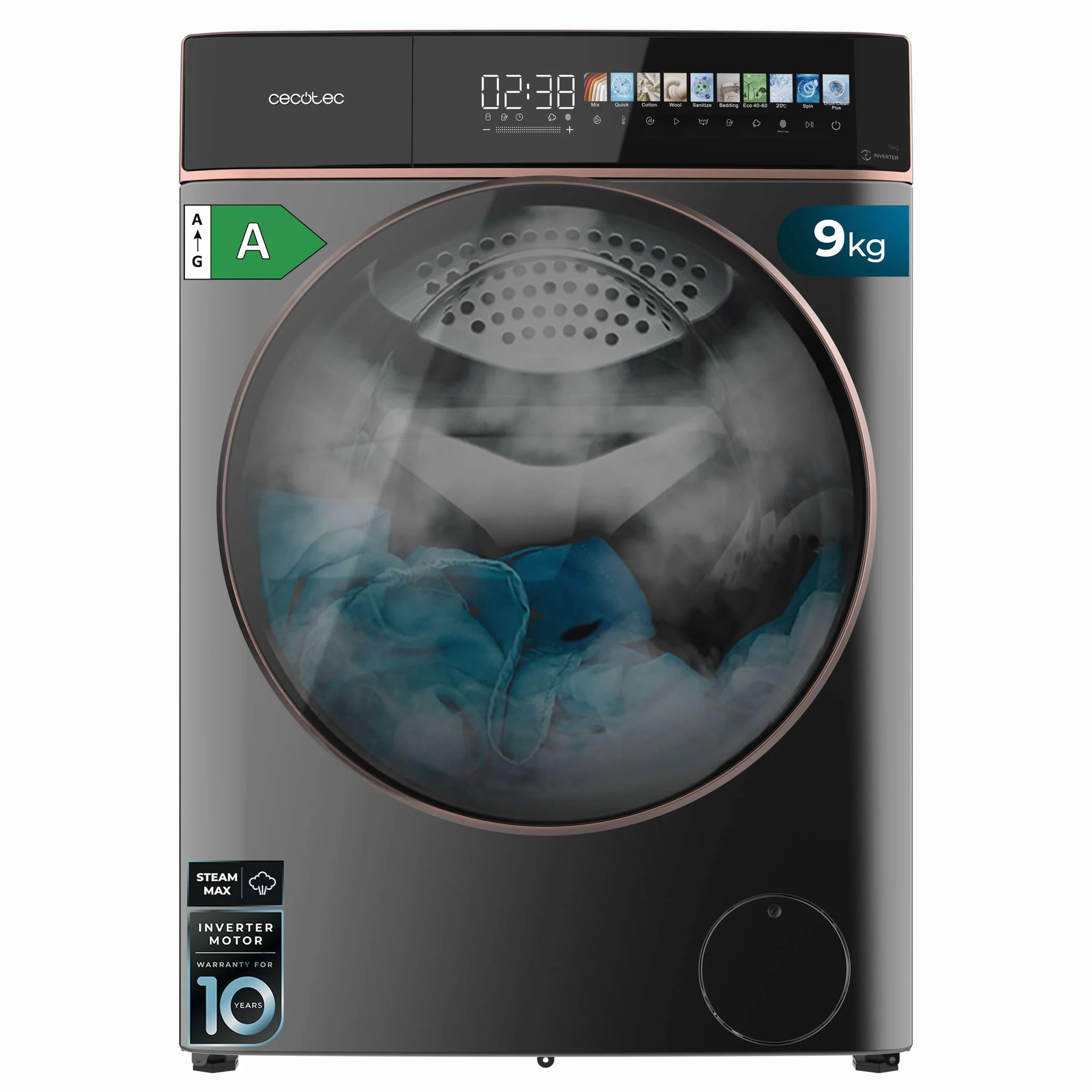 Cecotec Bolero DressCode 9900 Lavadora Carga Frontal 9kg 1400 Rpm Inverter Acero A