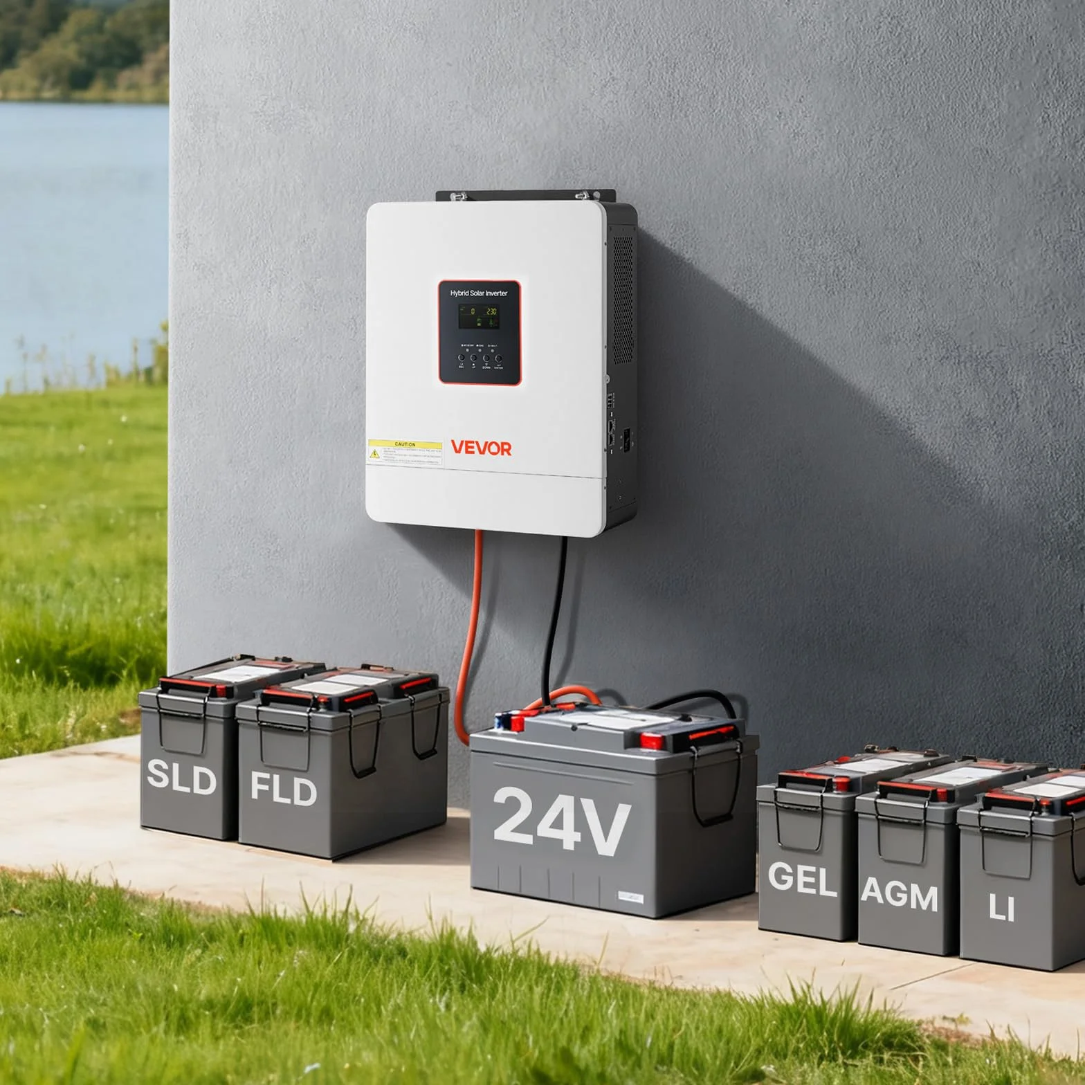 VEVOR Inversor Solar Híbrido 4000 W, Onda Sinusoidal Pura, Controlador MPPT Integrado 120 A, Módulo Compatible con Wi-Fi, Batería de Plomo-Ácido de Litio para Sistemas Solares Aislados de la Red