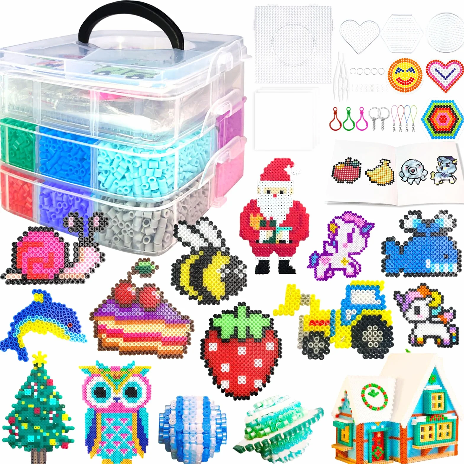 11000 Piezas Cuentas Para Planchar 5MM Abalorios Fusibles 20 Colores Set con Caja de Almacenamiento Guía del Usuario DIY Decoración Manualidades