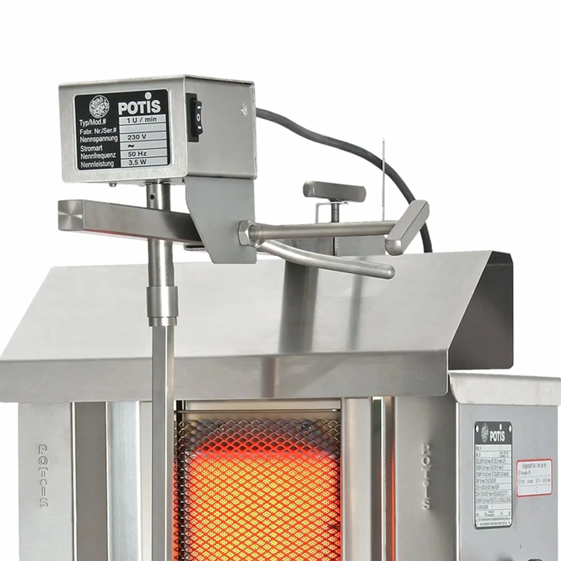 MBH - Maquina de kebab a gas industrial POTIS GD4 para hostelería. Asador Grill Doner Kebab, Gyros, Shawarma profesional para bar y restaurante.