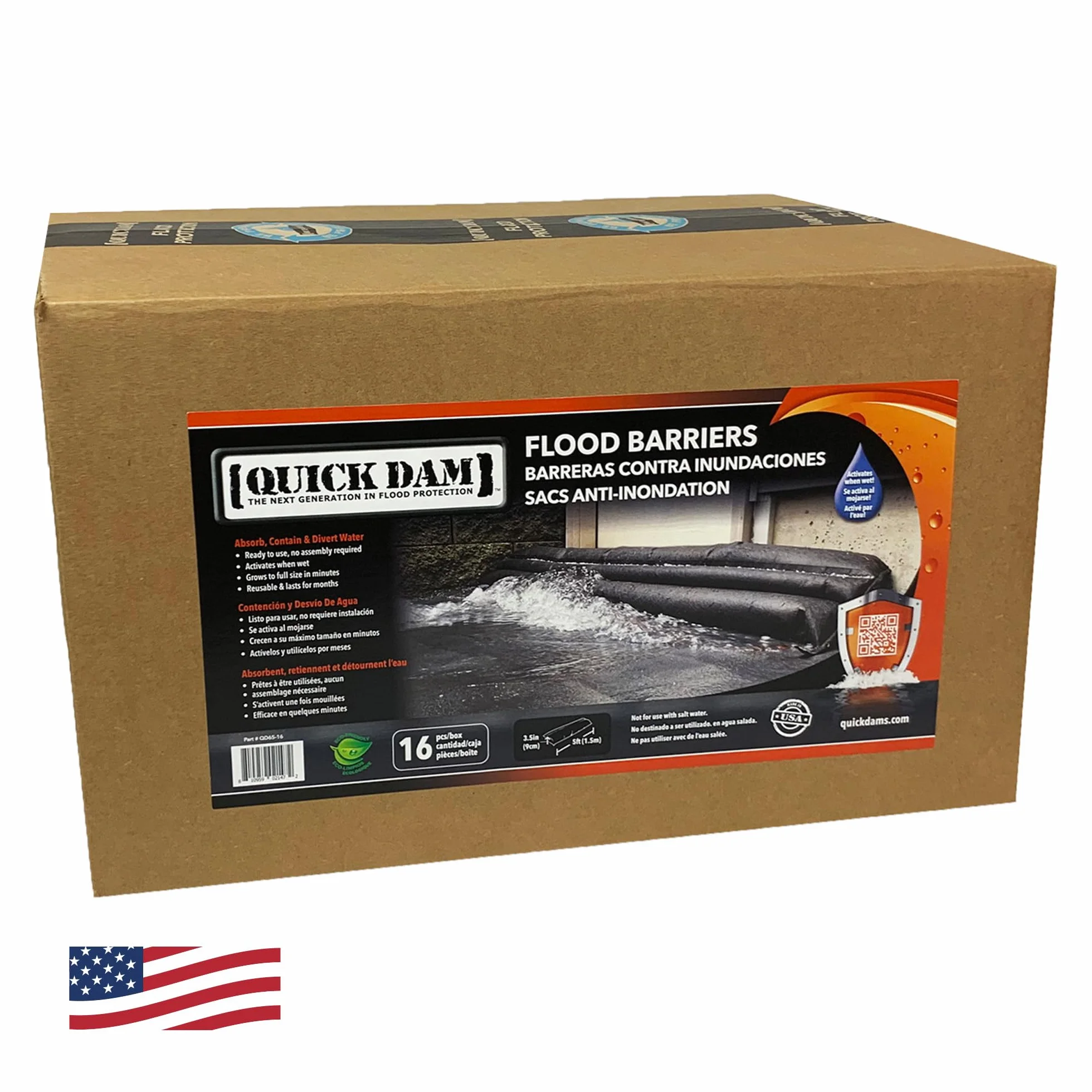 Quick Dam QD65-16 Barrera contra inundaciones, Negro