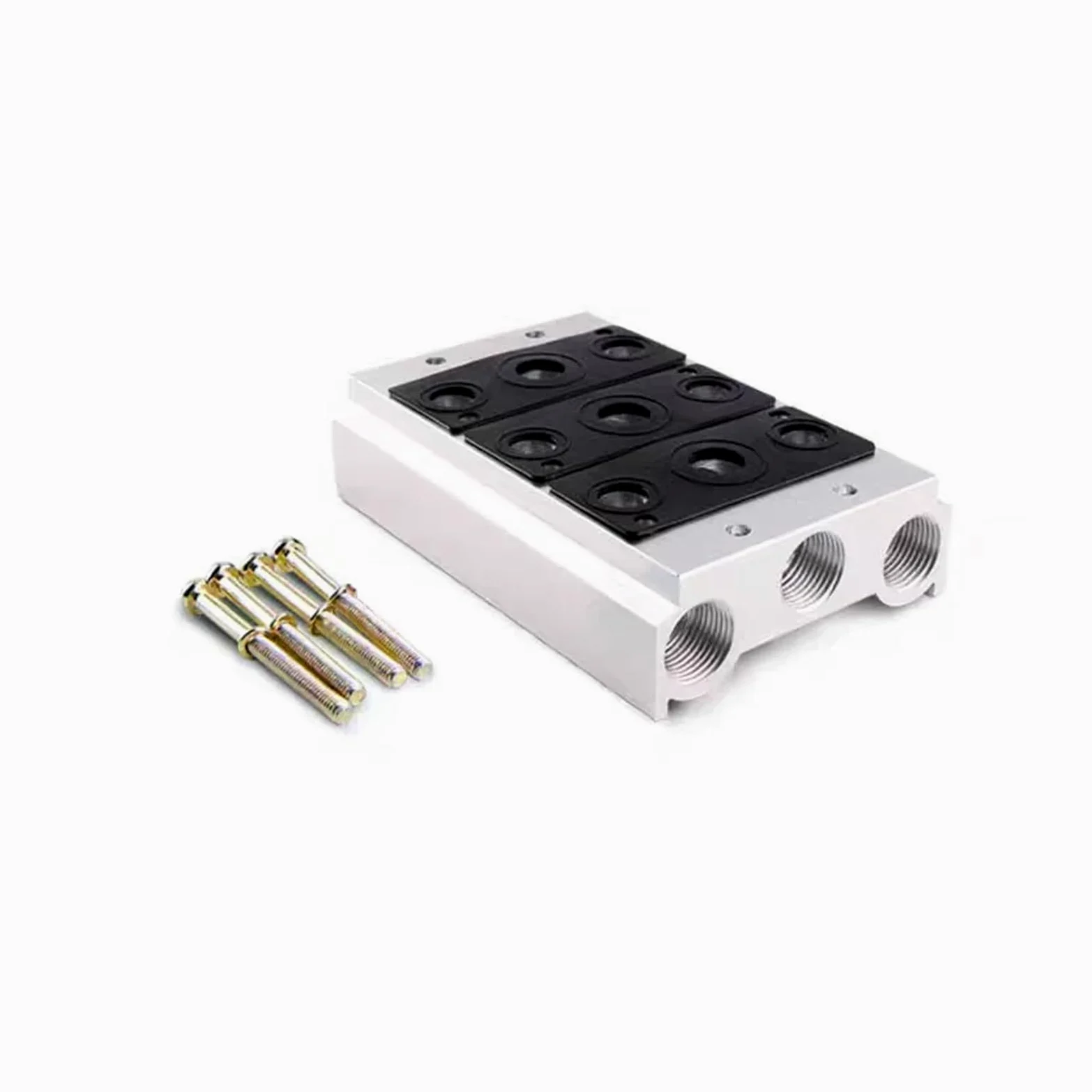 Base de válvula solenoide Base de colector de aluminio de 100 m, apta for electroválvula neumática 4V110-06, placa de escape con junta y tornillo.(10F)