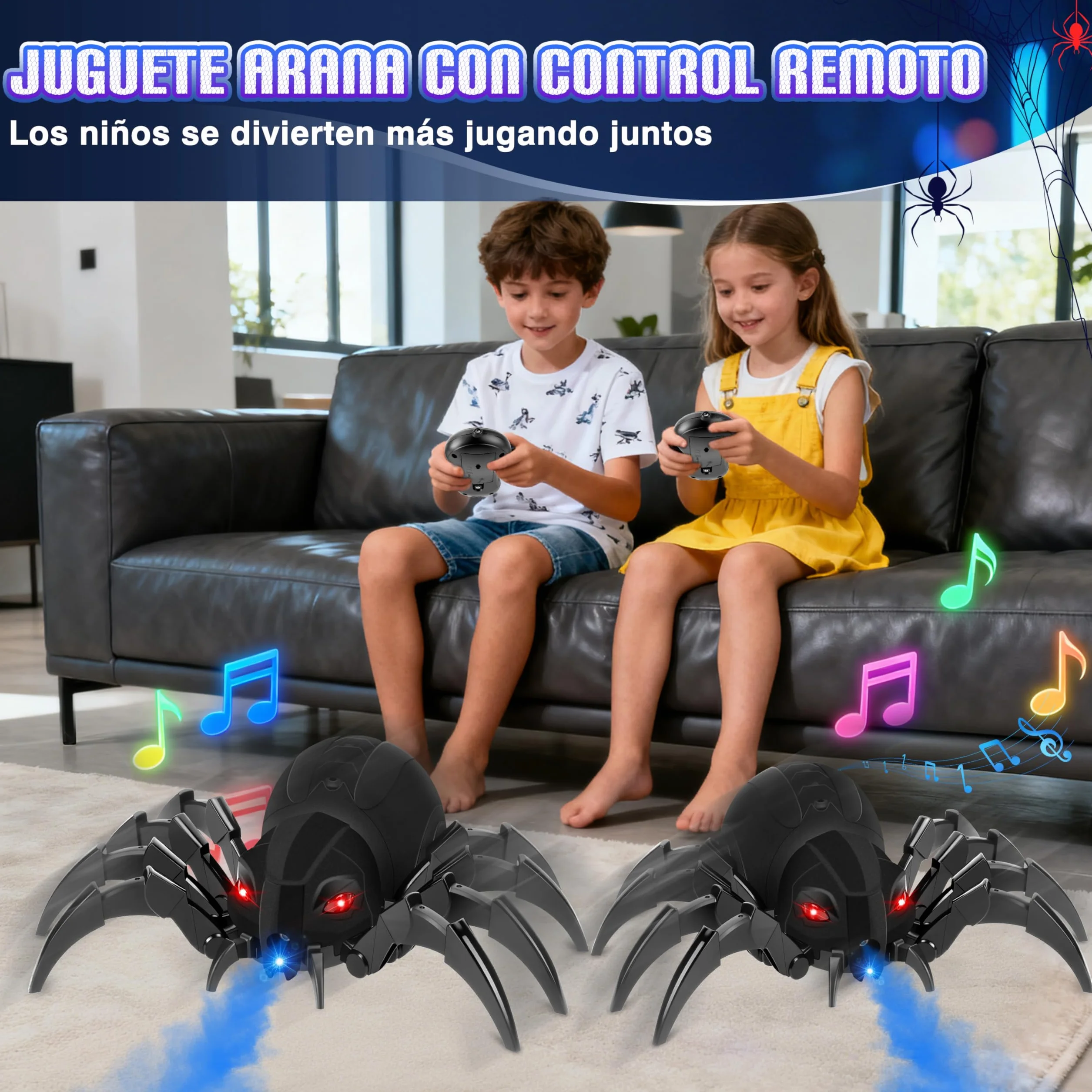 MOMOSTAR 2.4GHz Araña Teledirigida Juguetes Niños Niñas 6-12 Años Función Rociado Ojos Luminosos