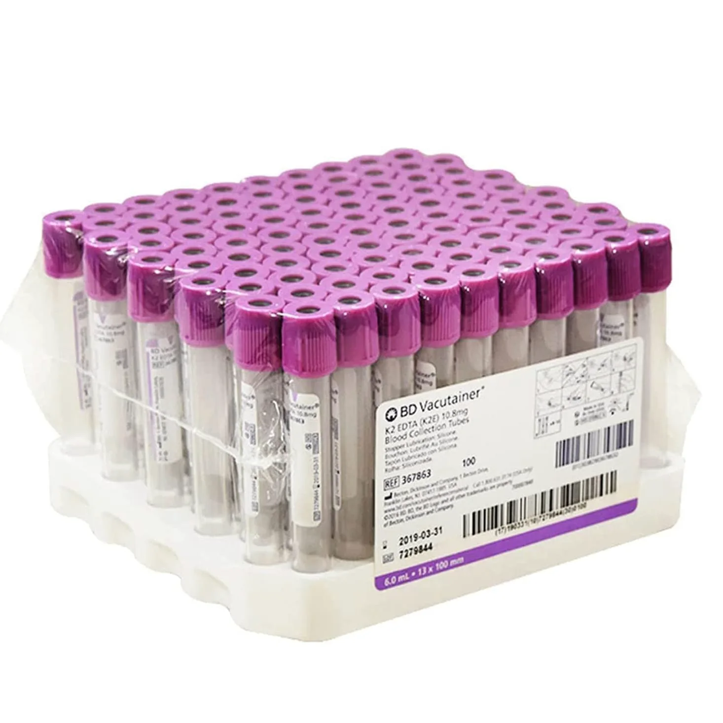 Tubos de extracción de sangre al vacío, tubos centrífugos EDTA, tubos de sangre de vidrio, tubos de laboratorio, 6 ml, paquete de 100