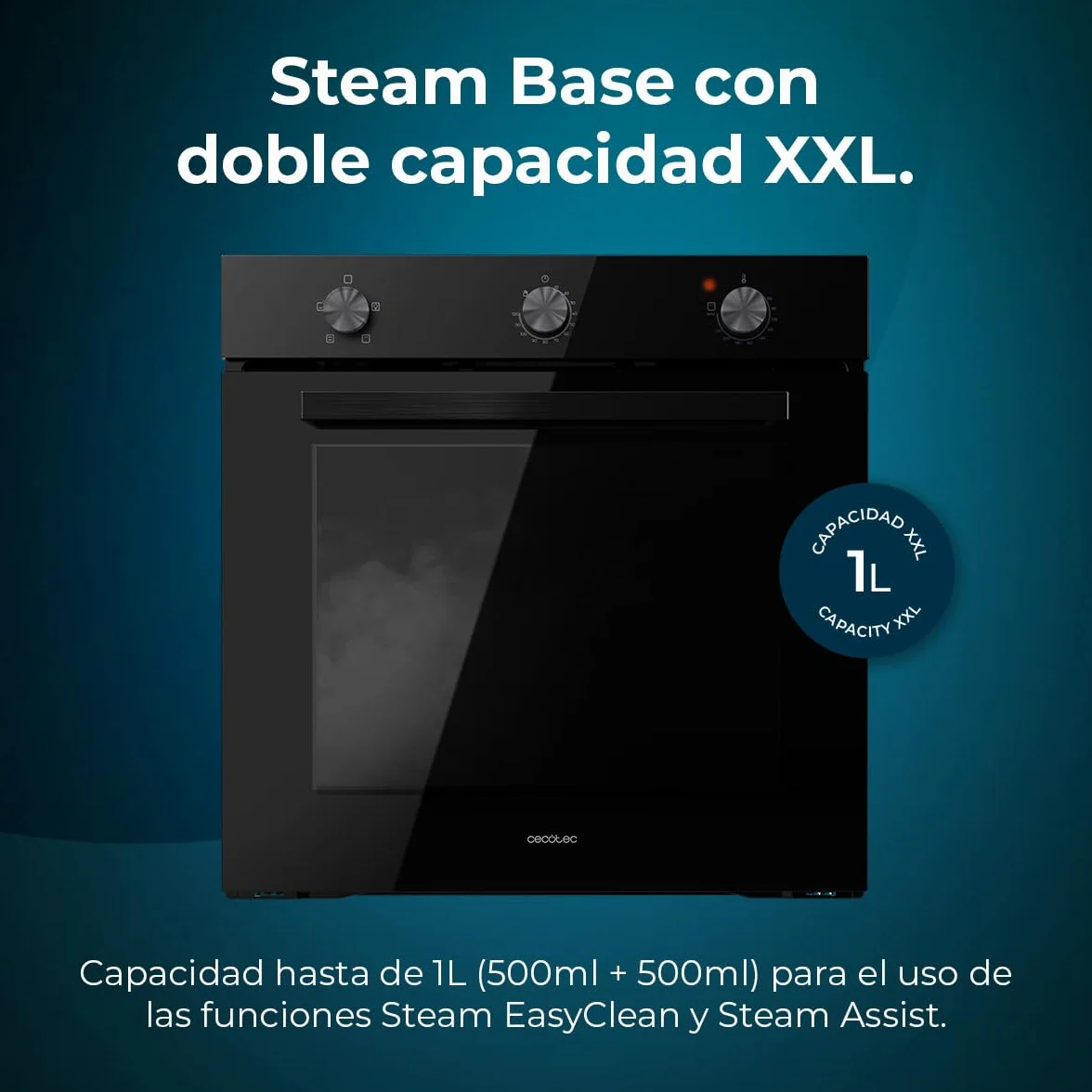 Cecotec Horno Integrable Convencional Bolero Hexa C136000 2800W 77L Steam Assist Triple Glass