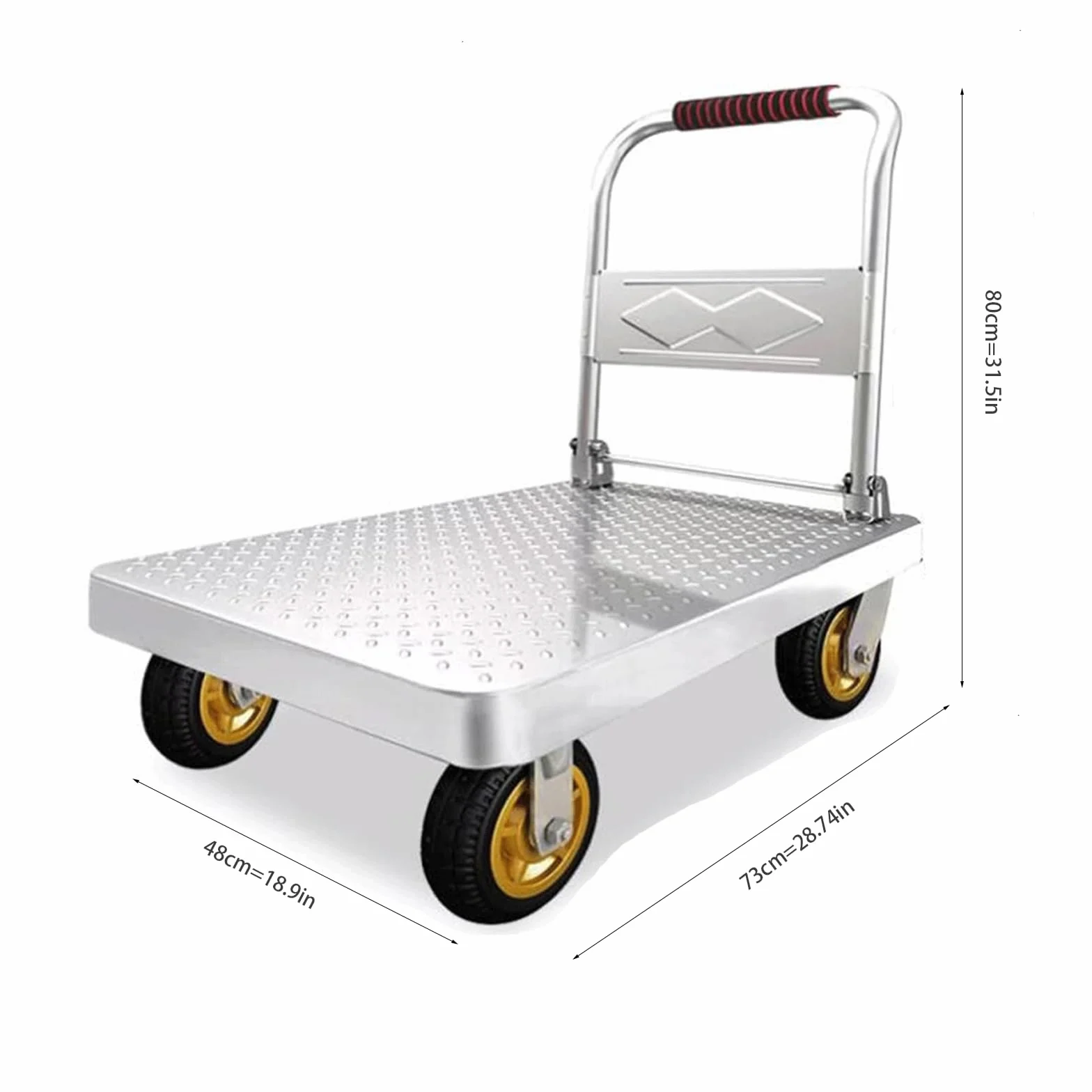Carro Transporte,Carrito Plegable con Ruedas,Carro Plataforma,Carro De Jardin Carro Plegable De Empuje Fácil De Almacenar Máxima De Carga De 500kg (Size:73x48cm)