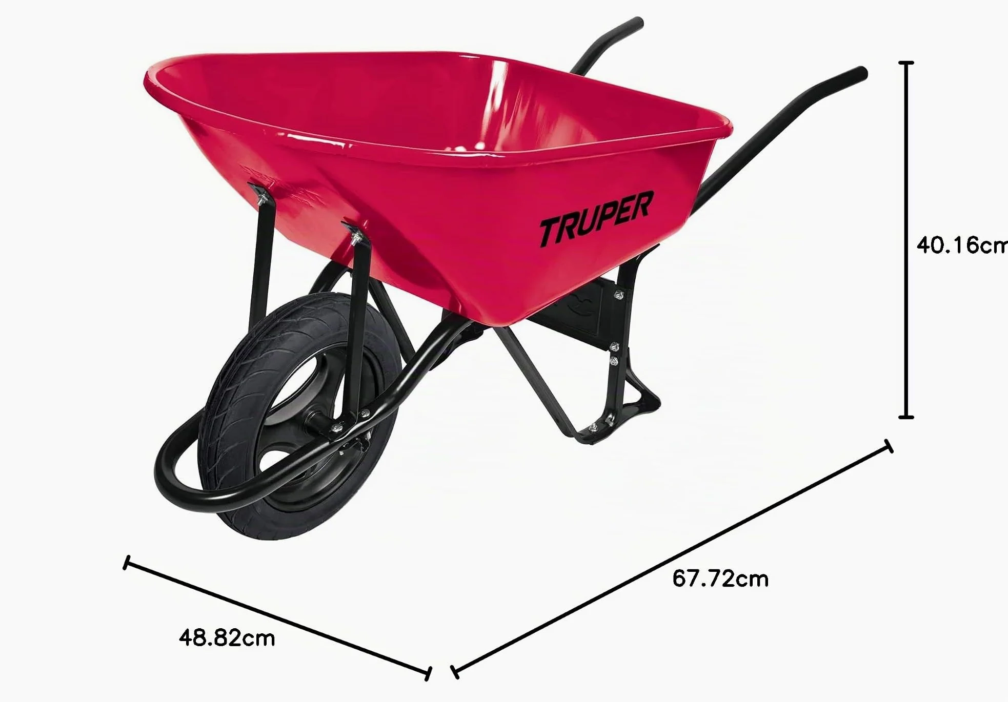 TRUPER CARRETILLA METÁLICA 100 LITROS LLANTA IMPINCHABLE CON RODAMIENTOS PARA OBRA CONSTRUCCIÓN Y JARDINERÍA 580KG CAPACIDAD