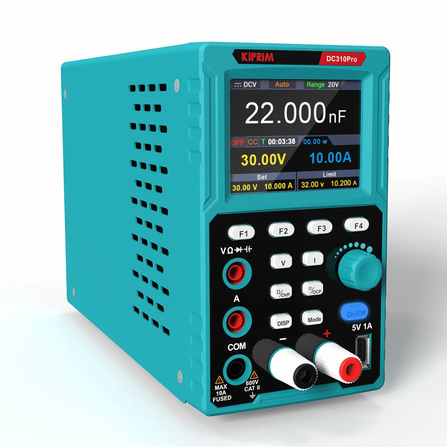 Kiprim 2 en 1 Fuentes de Alimentación de Laboratorio y Multímetro Programable(0-30 V, 0-10 A) Fuentes de Alimentación Regulables DC310Pro con Memoria de Datos, OCP, OVP, Software para PC y Carga USB