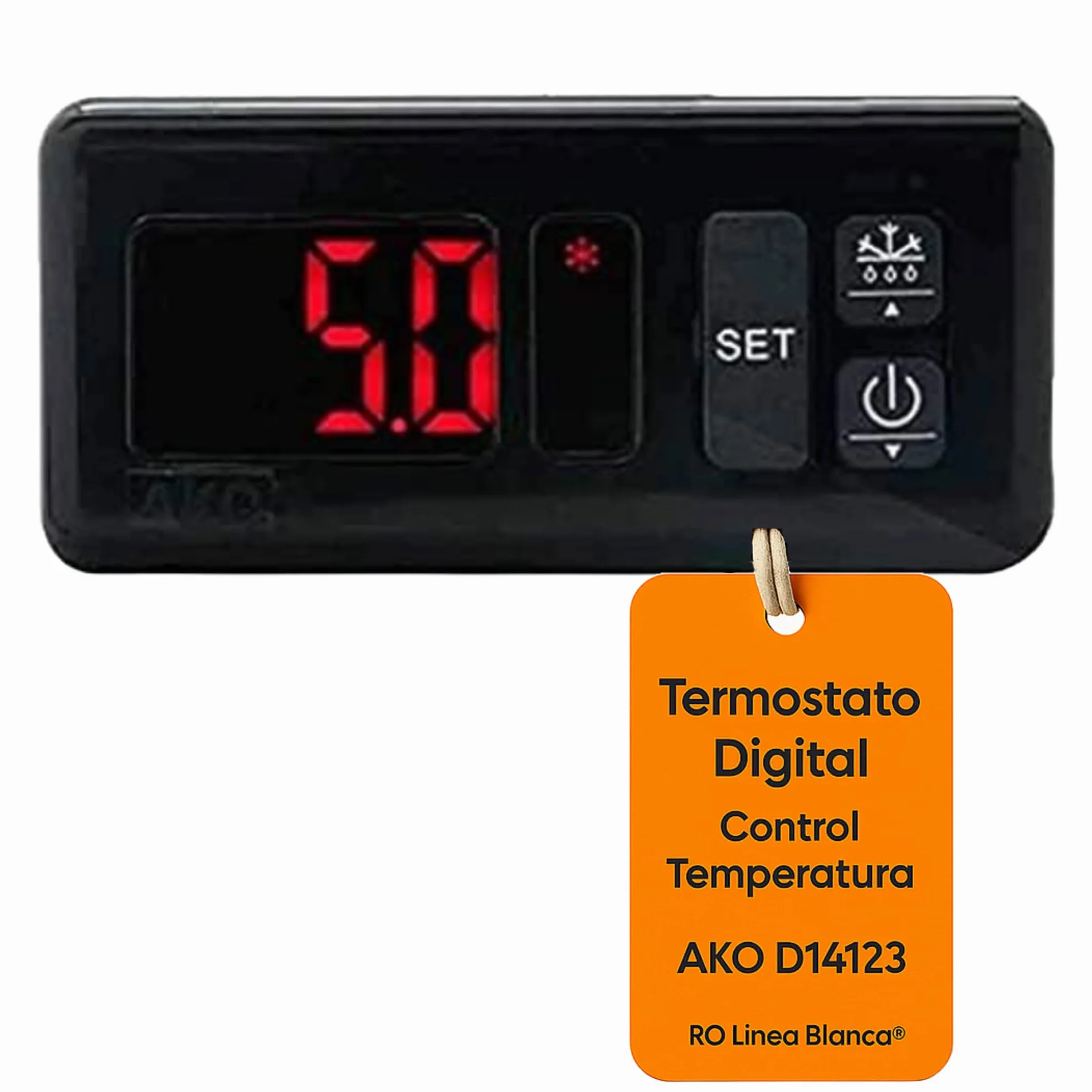 Termostato Digital Panelable RO Linea Blanca 230V 16A IP54 Compatible AKO D14123 Sonda NTC 1.5m