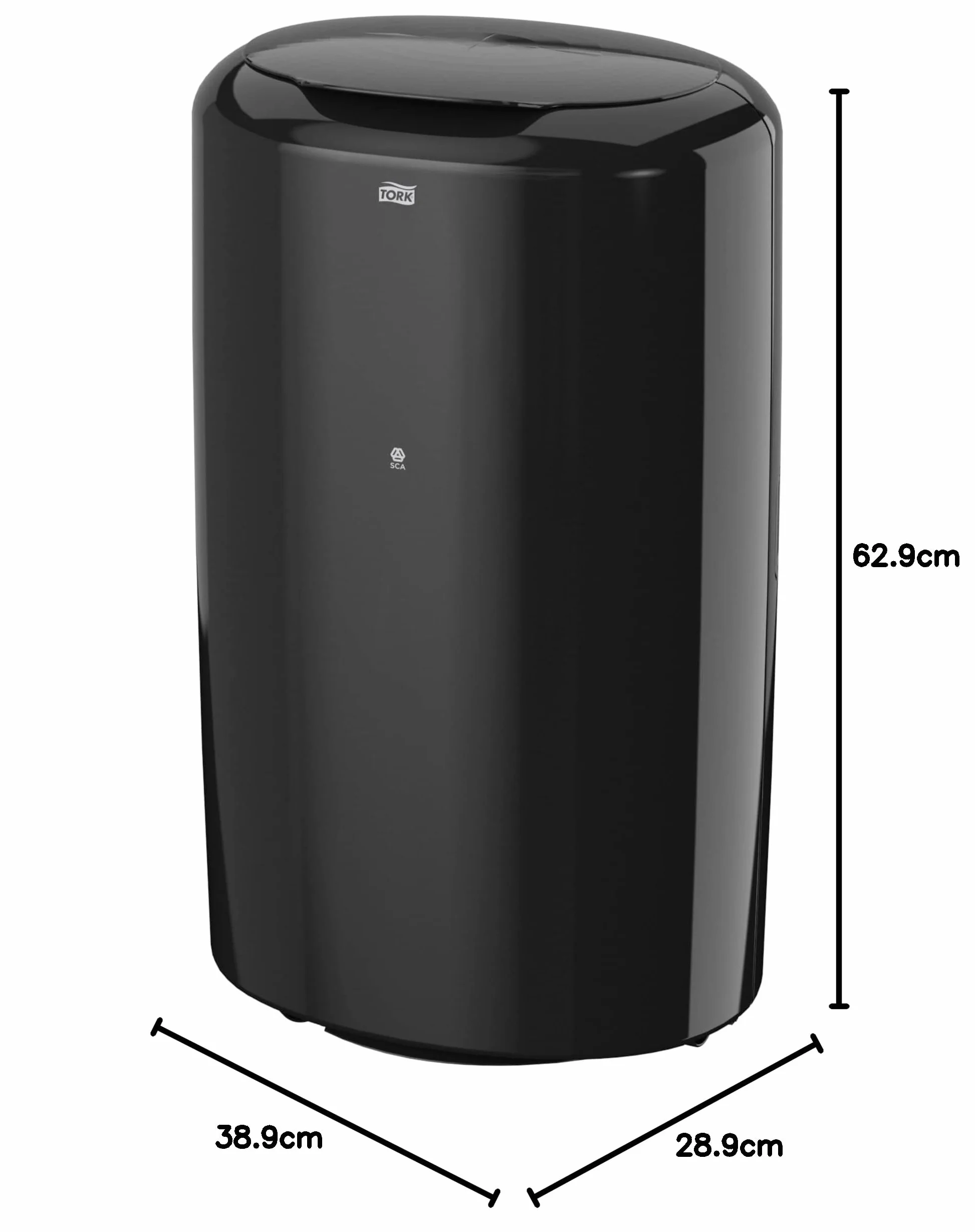 Tork 563008 Cubo de basura abierto Elevation Negro/Papelera sólida - sin tapa - compatible con bolsas de plástico de Tork B1, 50 litros