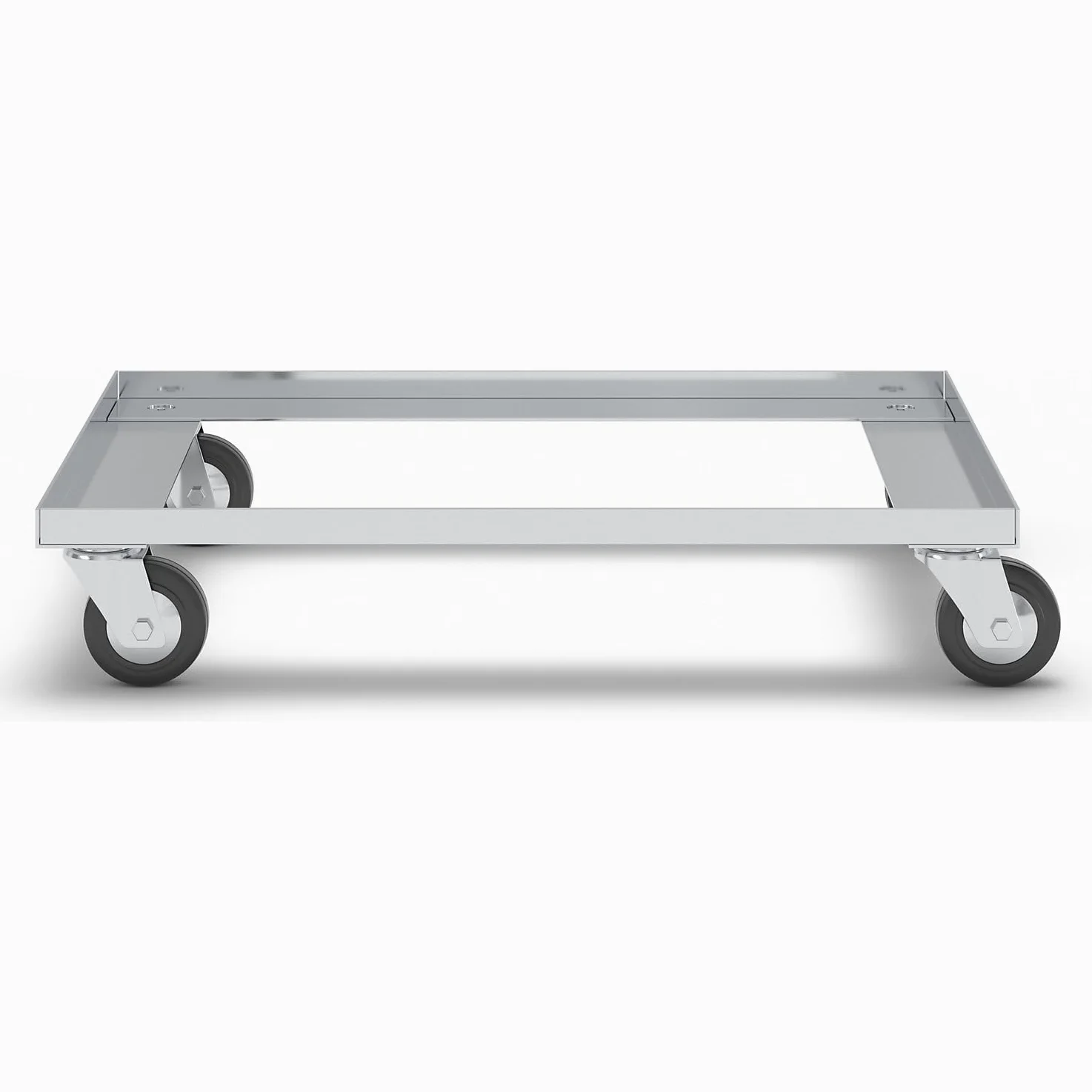 Bastidor rodante de aluminio, carga máx. 200 kg, con protección contra hilos, ruedas de polipropileno, negro. | Capacidad de carga de 200 kg, con protector de hilo, ruedas de polipropileno, color negro
