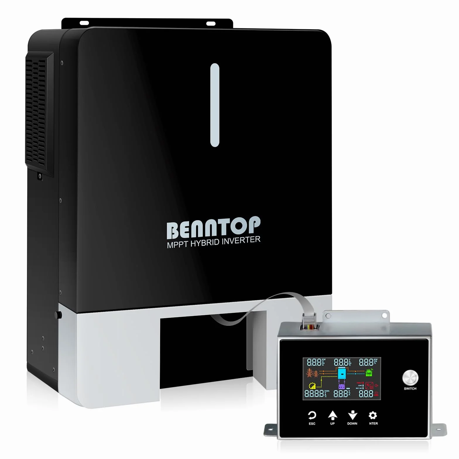 6200W Inversor Híbrido 48V,Inversor Solar Híbrido 48V de Onda Sinusoidal Pura Off-Grid,MAX.PV 500Vdc,120A MPPT,para baterías de Plomo y Litio
