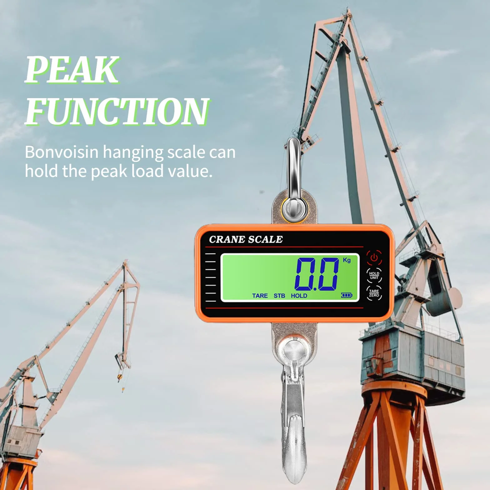 Báscula Colgante Portátil, 1500 Kg 3000 Lb Báscula de Grúa Digital Industrial de Servicio Pesado, Báscula de Pesaje Electrónica con Mini Báscula de Grúa de Mano Precisa con Pantalla LED para Caza en