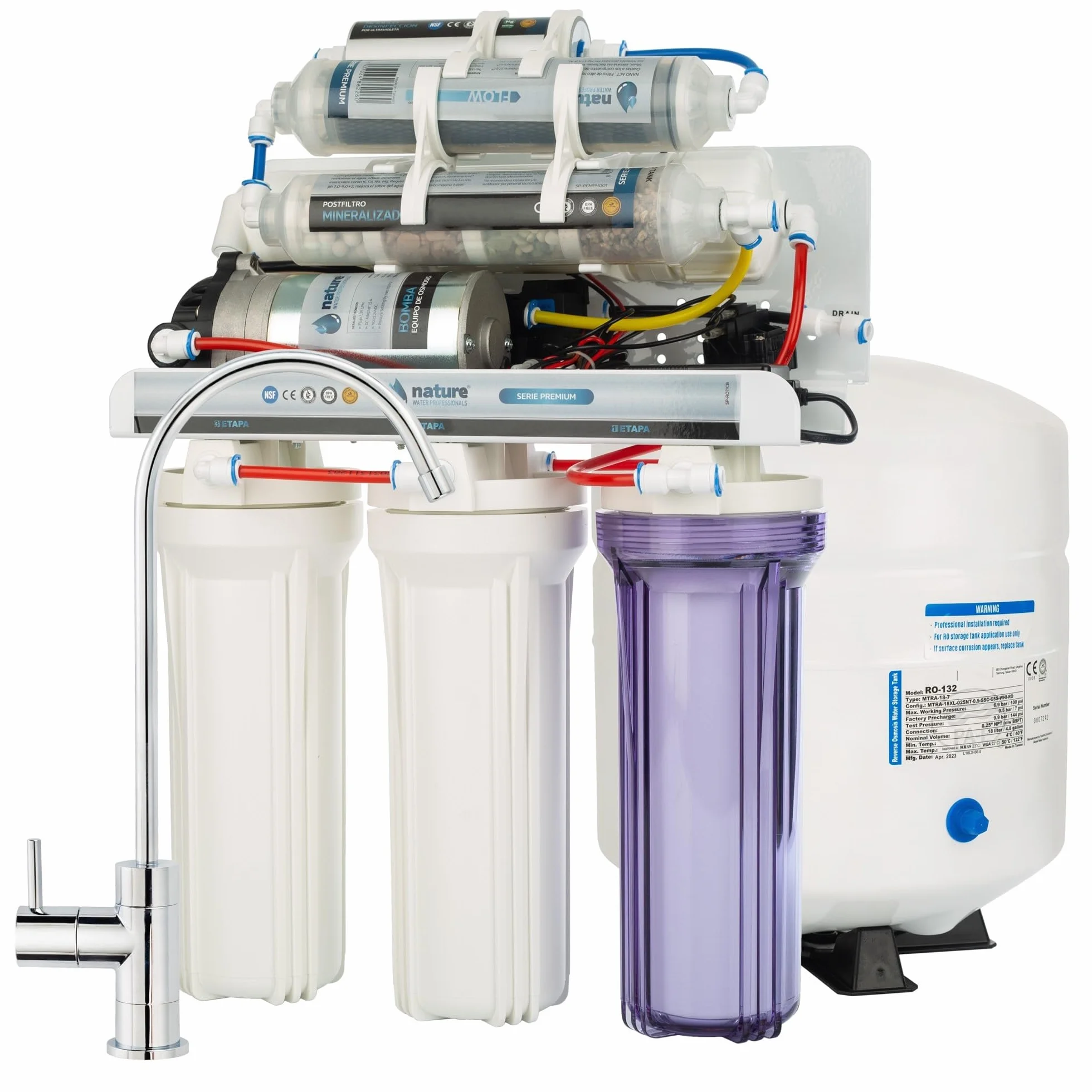 EQUIPO OSMOSIS INVERSA 7 ETAPAS PREMIUM CON BOMBA-NATURE WATER PROFESSIONALS