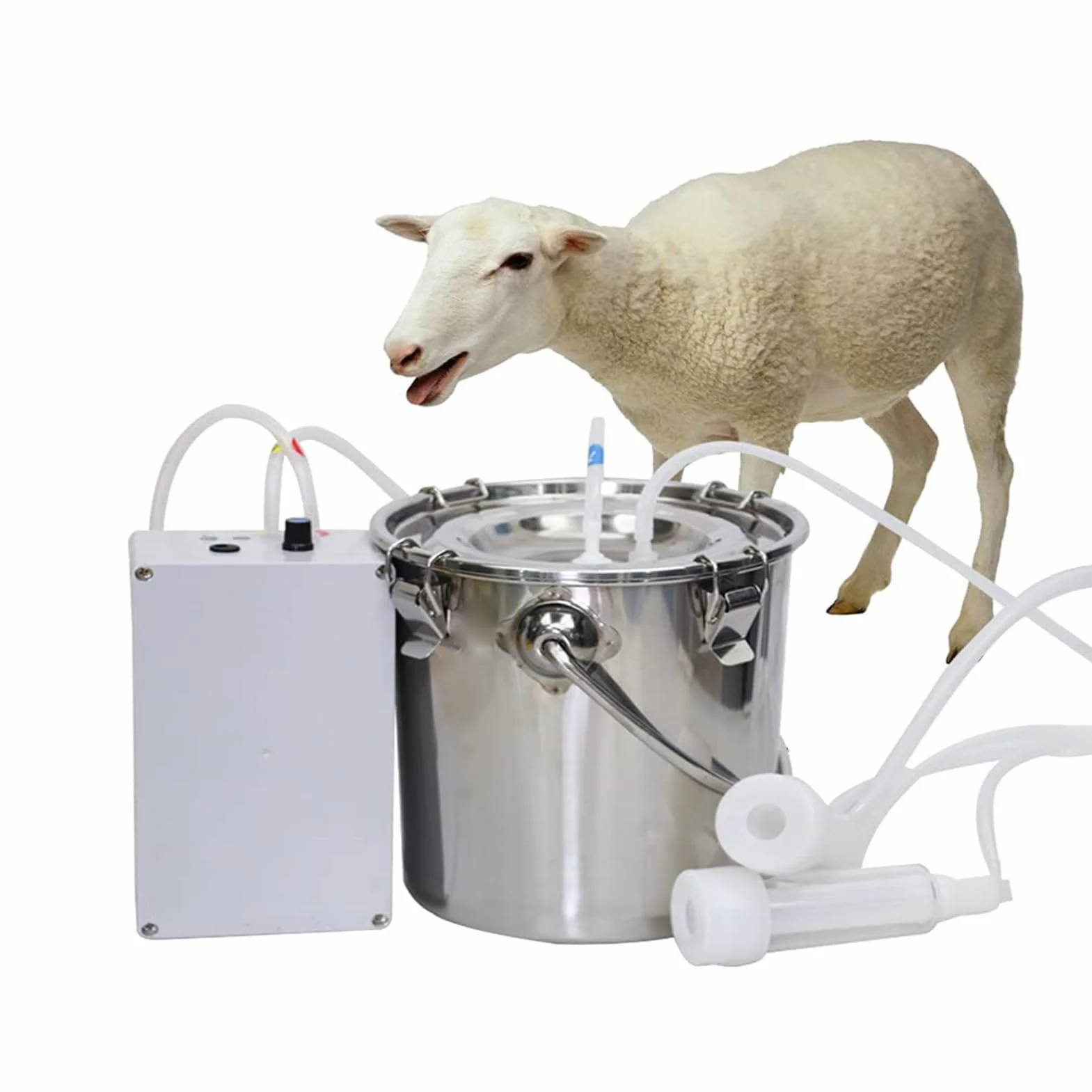 Máquina de Ordeño Eléctrica a Pulsos 3L/5L/10L, Ordeñadora Portátil para Cabras y Vacas, Ordeñadora Recargable, Máquina de Ordeño Automática, Equipo de Ordeño para Pequeñas Granjas,Sheep,5L