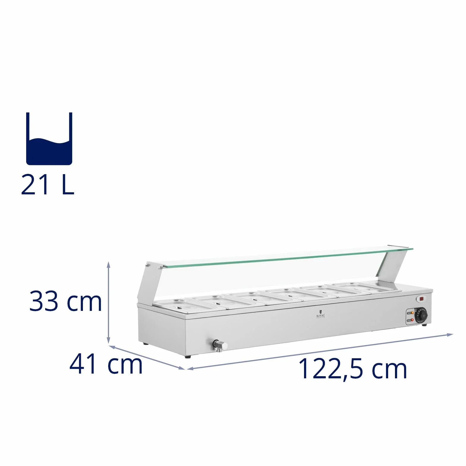 Royal Catering RCBM-11 Baño María Profesional 6 GN 1/3 2100 W 30-110°C
