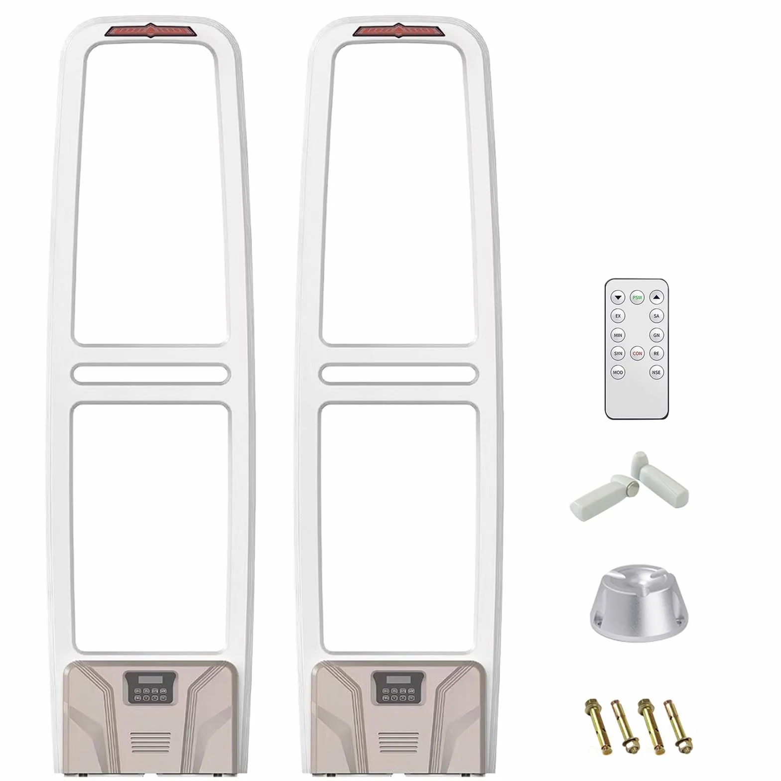 Equipo Antirrobo para Comercios, Sistema de Alarma de Seguridad EAS AM 58KHZ, Alarma Sonora y Visual, con 200 Hebillas Antirrobo, para Tiendas Ropa y Supermercados