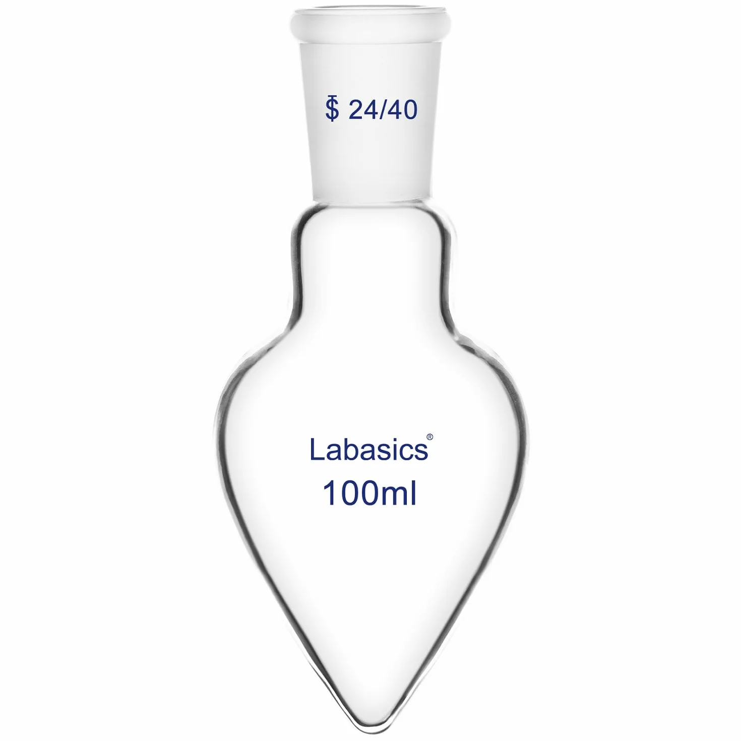 Labasics Matraz de Recuperación de Vidrio de Borosilicato, Cuello de Pared Gruesa, Junta Cónica 24/40, 100 ml para Evaporador Rotativo