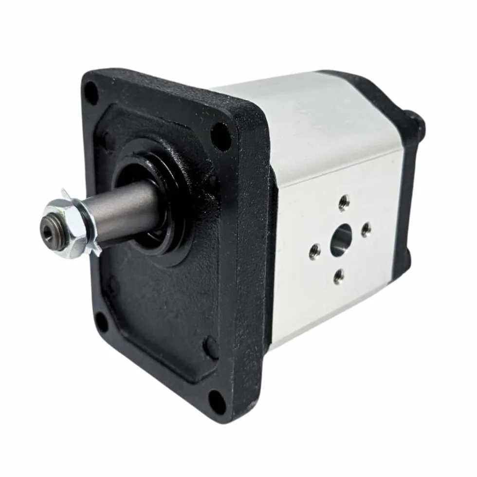 Bomba hidráulica de engranajes, grupo 2, 18CC, en sentido horario, entrada de 40 mm x salida de 30 mm, 4 pernos brida de la UE