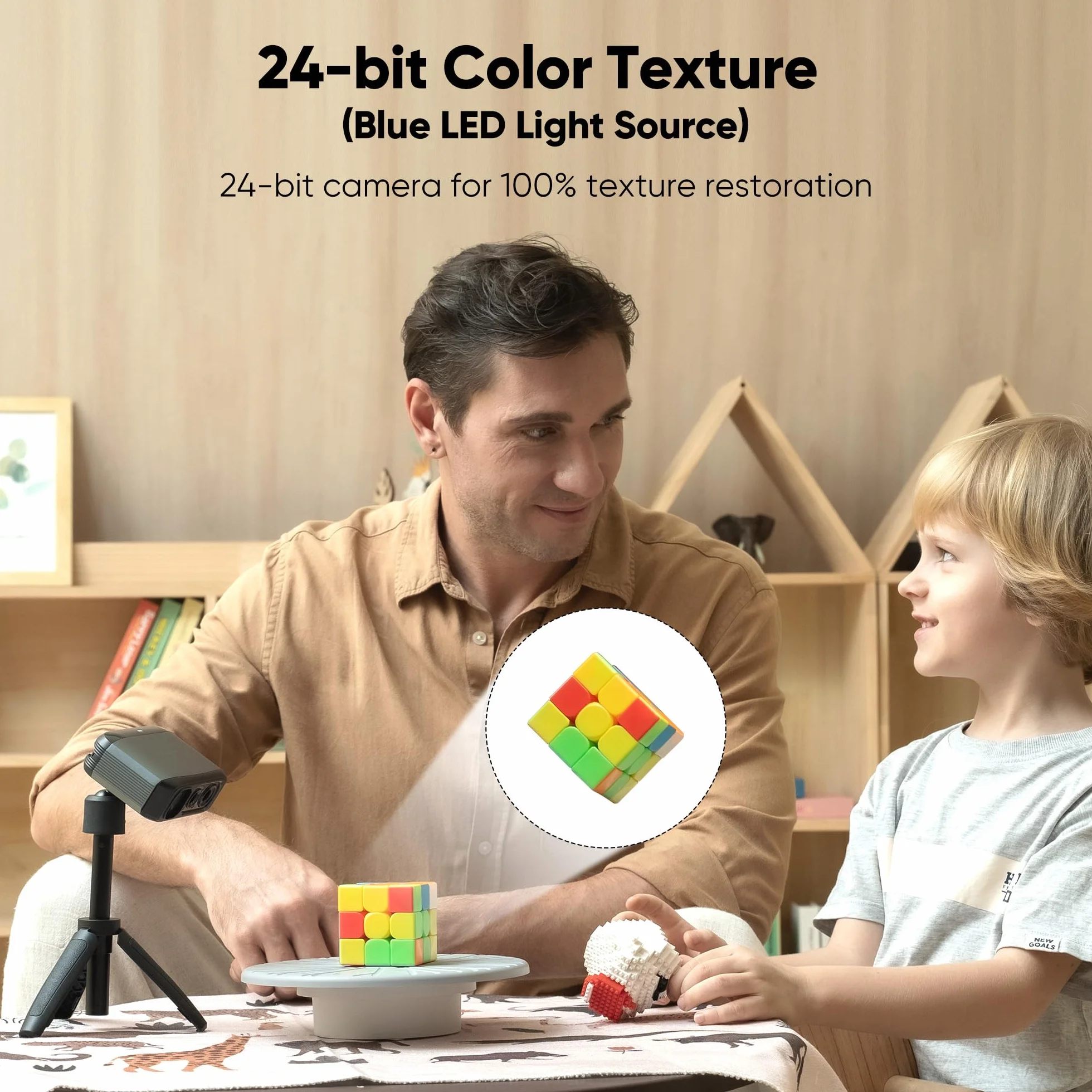 Escáner 3D con precisión de 0,03 mm, resolución de 0,07 mm, lentes antivibración, compatible con Windows/MacOS, escáner 3D portátil para impresión 3D [3DMakerpro Moose Premium Kit]