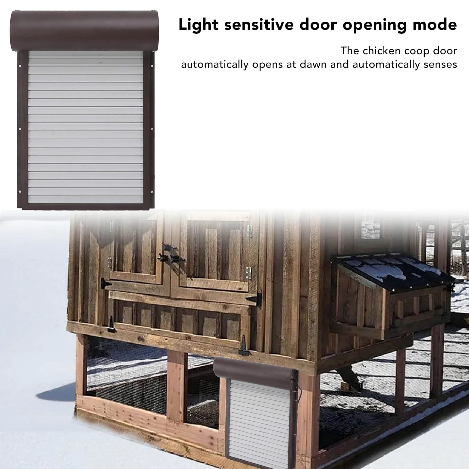 Puerta AUTOMÁTICA para GALLINERO con ENERGÍA Solar, Segura, Duradera, FÁCIL DE Usar, CÁMARA, DETECCIÓN REMOTA, Ideal para Aves DE Corral (Marrón)
