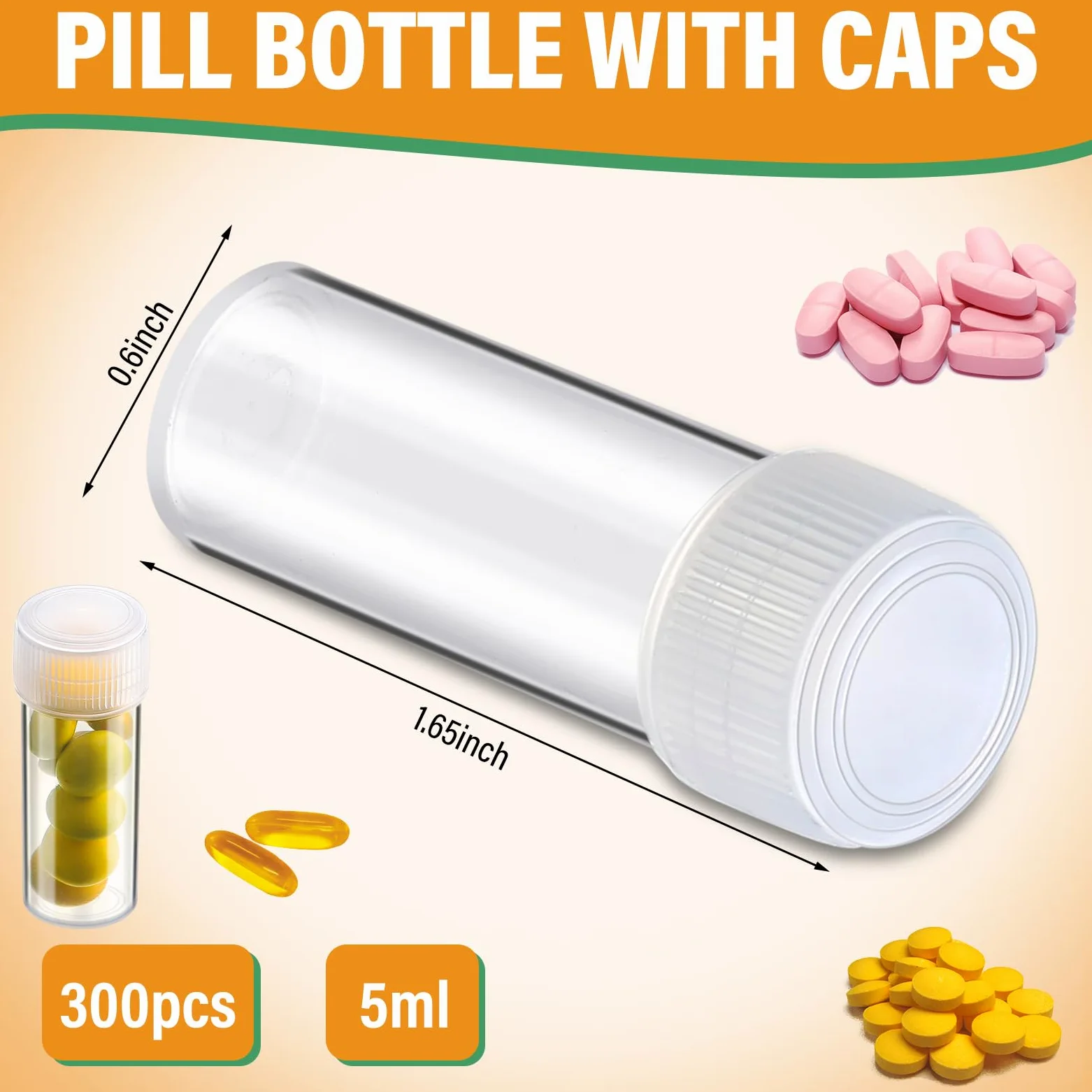 Lallisa 300 botellas de plástico pequeñas de 5 ml, botellas vacías de plástico transparente con tapas, botellas de muestra pequeñas, tubos de ensayo de plástico para almacenamiento de viaje,