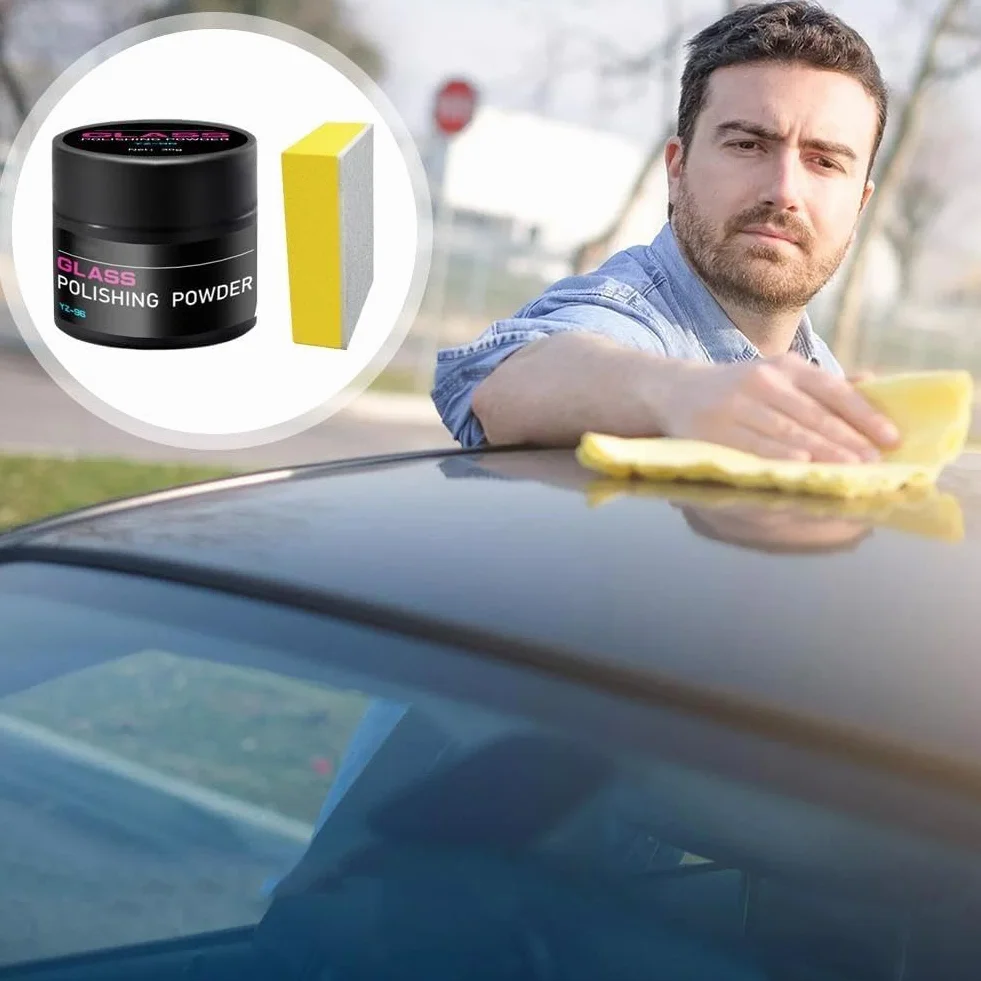 Kit de polvo de óxido de cerio para pulido de vidrio, 30 g, para pulido de vidrios, reparación, limpieza de arañazos, para parabrisas de automóvil