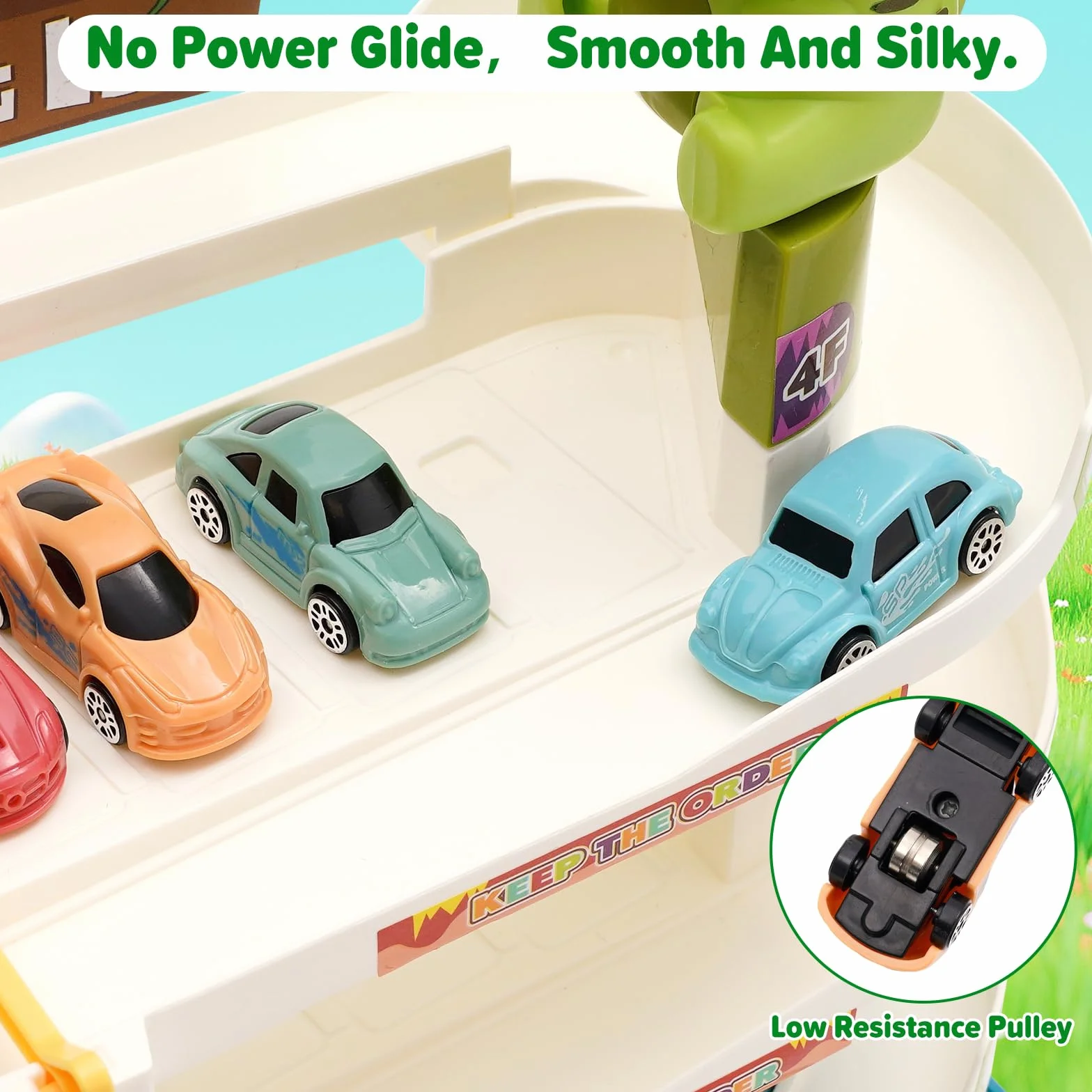 Parking Coches Juguete con Tres Plantas y Elevador, Dinosaurio Pista con 6 Autos, Regalos Educativos para Niños 5-9 Años