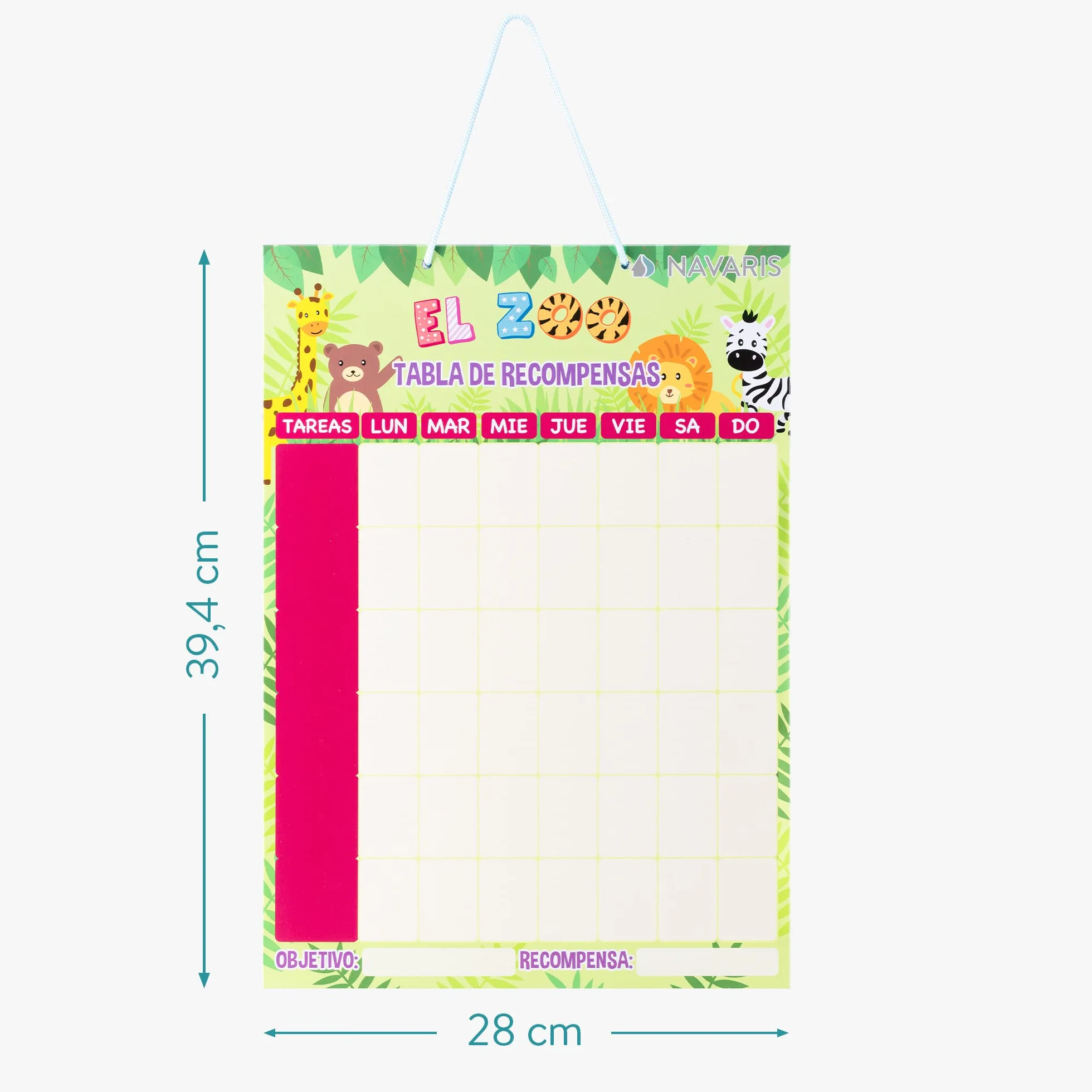 Navaris Tabla de recompensas para niños - Pizarra magnética Infantil - Tablero con 62 imanes 39.4 x 28 cm