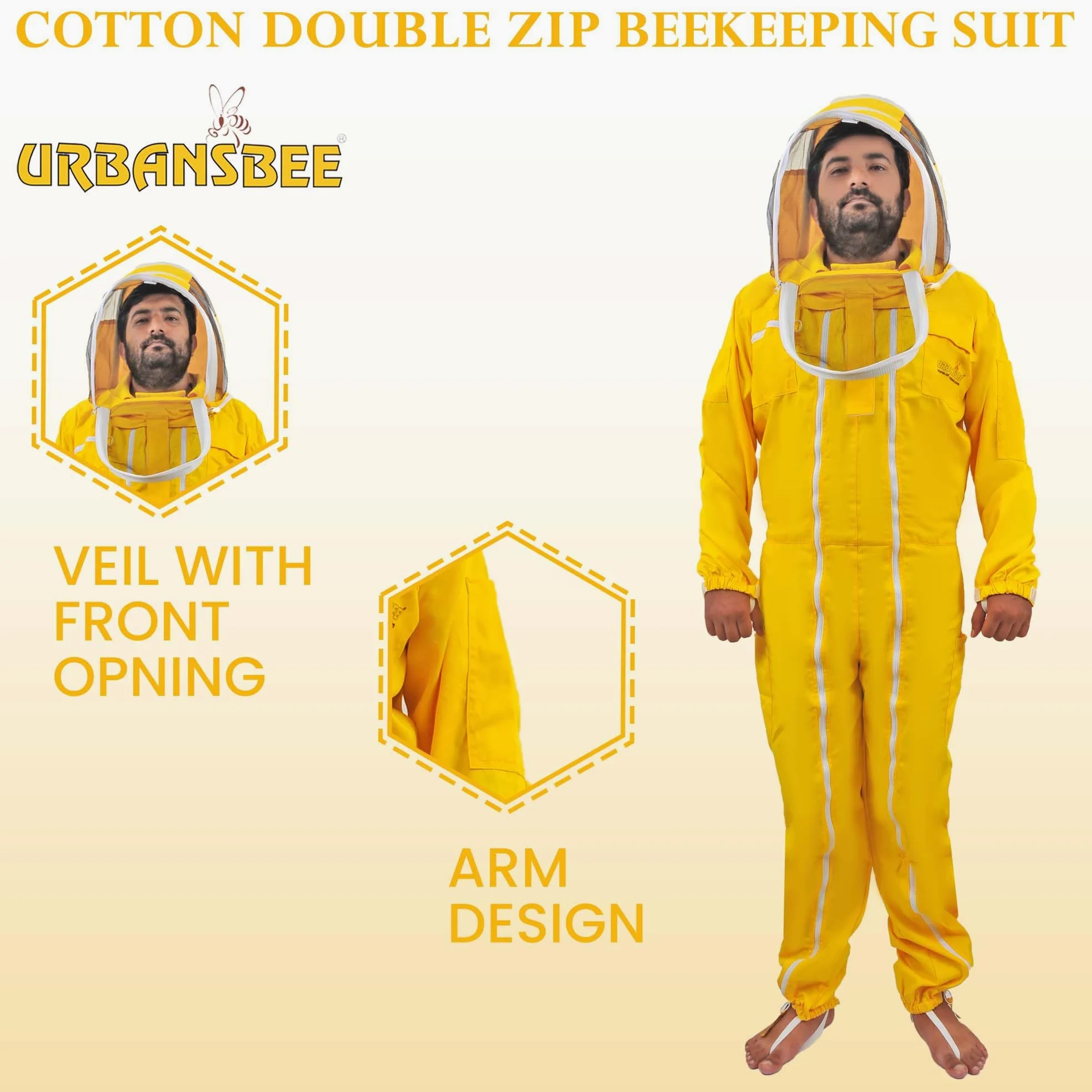 Traje de Apicultura Algodón Doble Cremallera con sombrero elegante, Anti abeja protectora Beekeeping suit, Traje Apicultores de Chaqueta ropa para Profesional apicultor