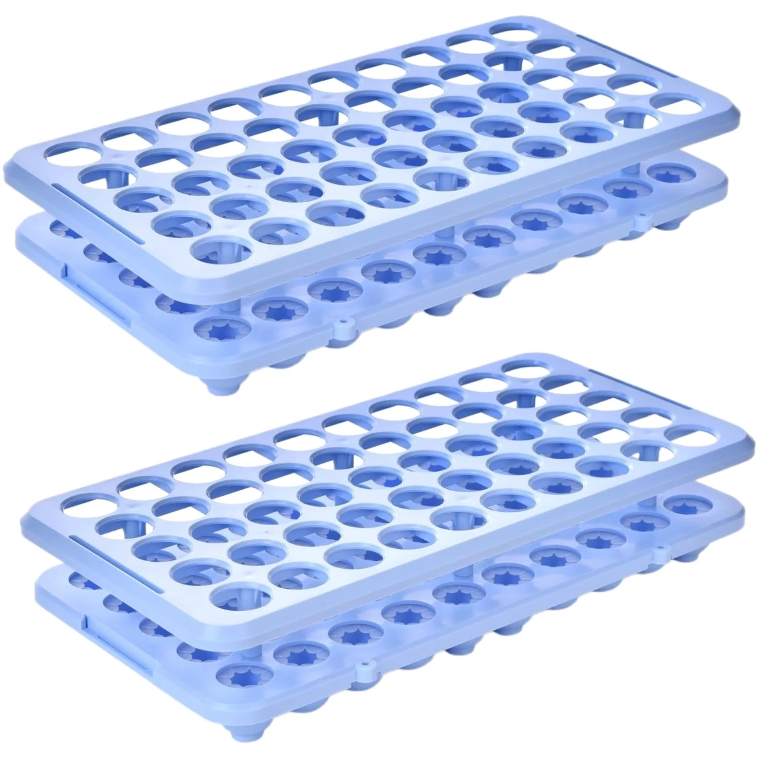 Soporte Tubos Ensayo 2 Soportes De Plástico For Tubos Centrífuga Con 50 Orificios Y Apertura 18 Mm Escolar(Blue)