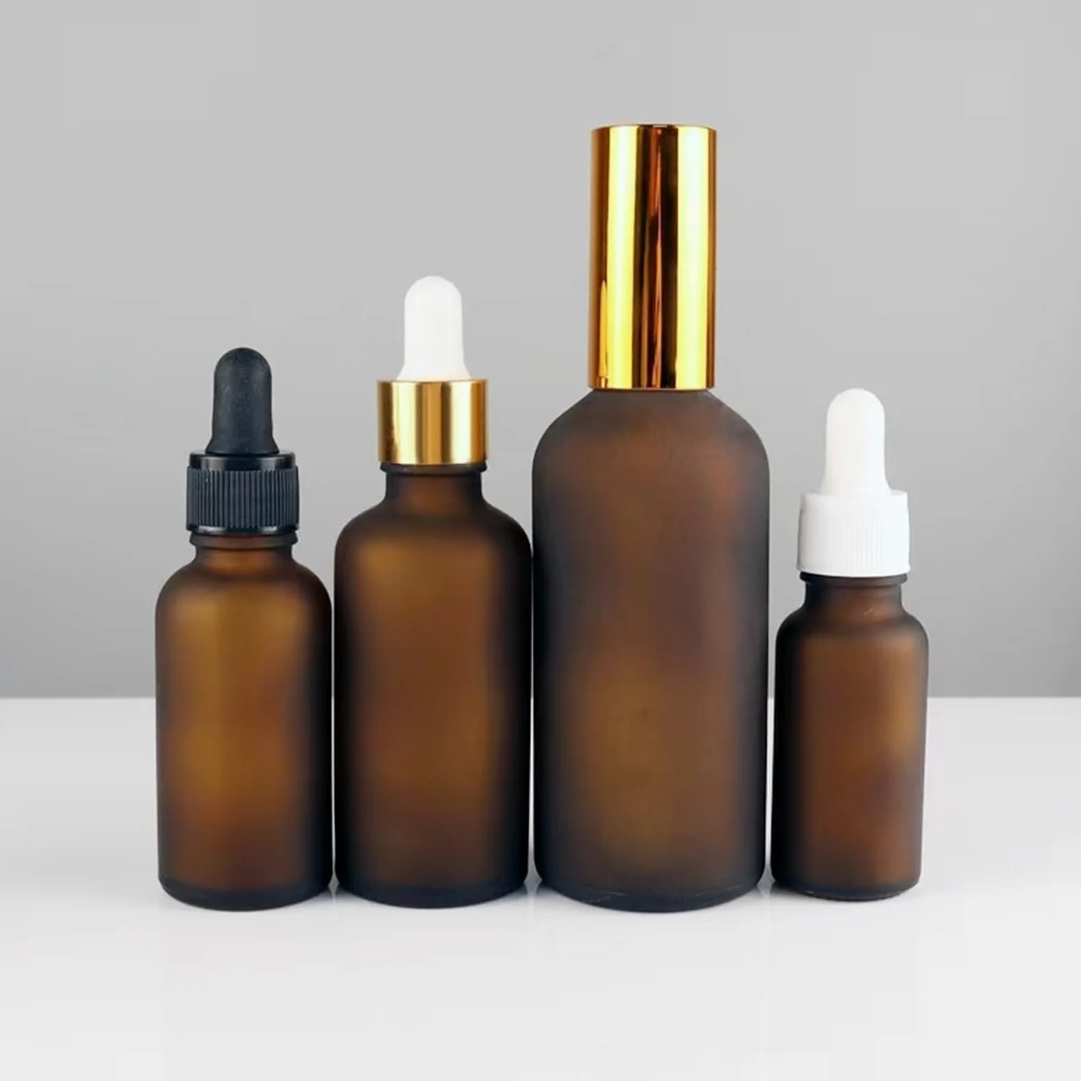 Gotero 20ml 30ml Botella cuentagotas de vidrio ámbar esmerilado Perfume Envase marrón mate 10ml Viaje con sabor a suero(3,20pcs,15ml)
