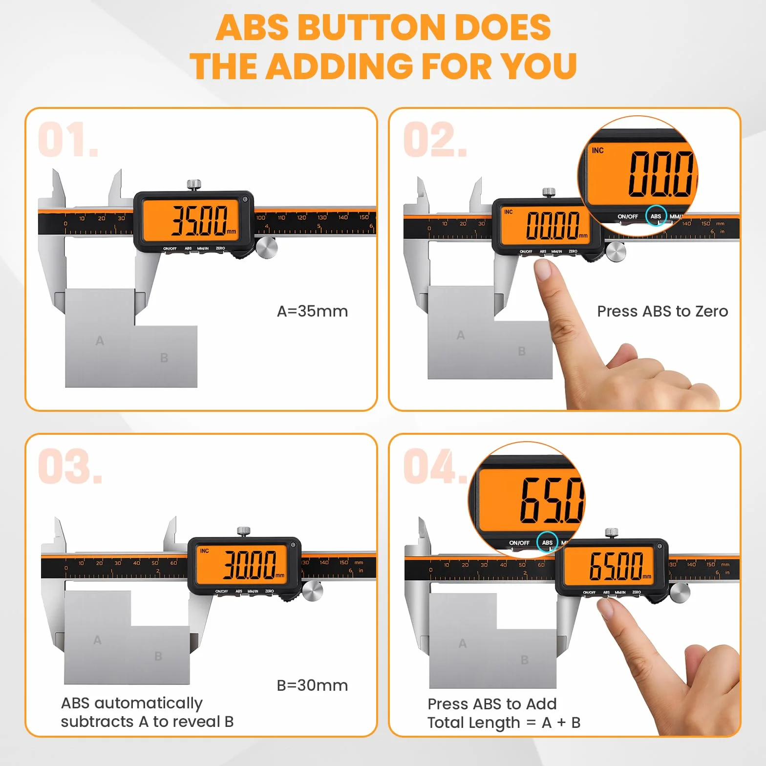 HARDELL Calibrador digital recargable LCD antirreflejos ABS acero inoxidable micrómetro pulgadas/mm