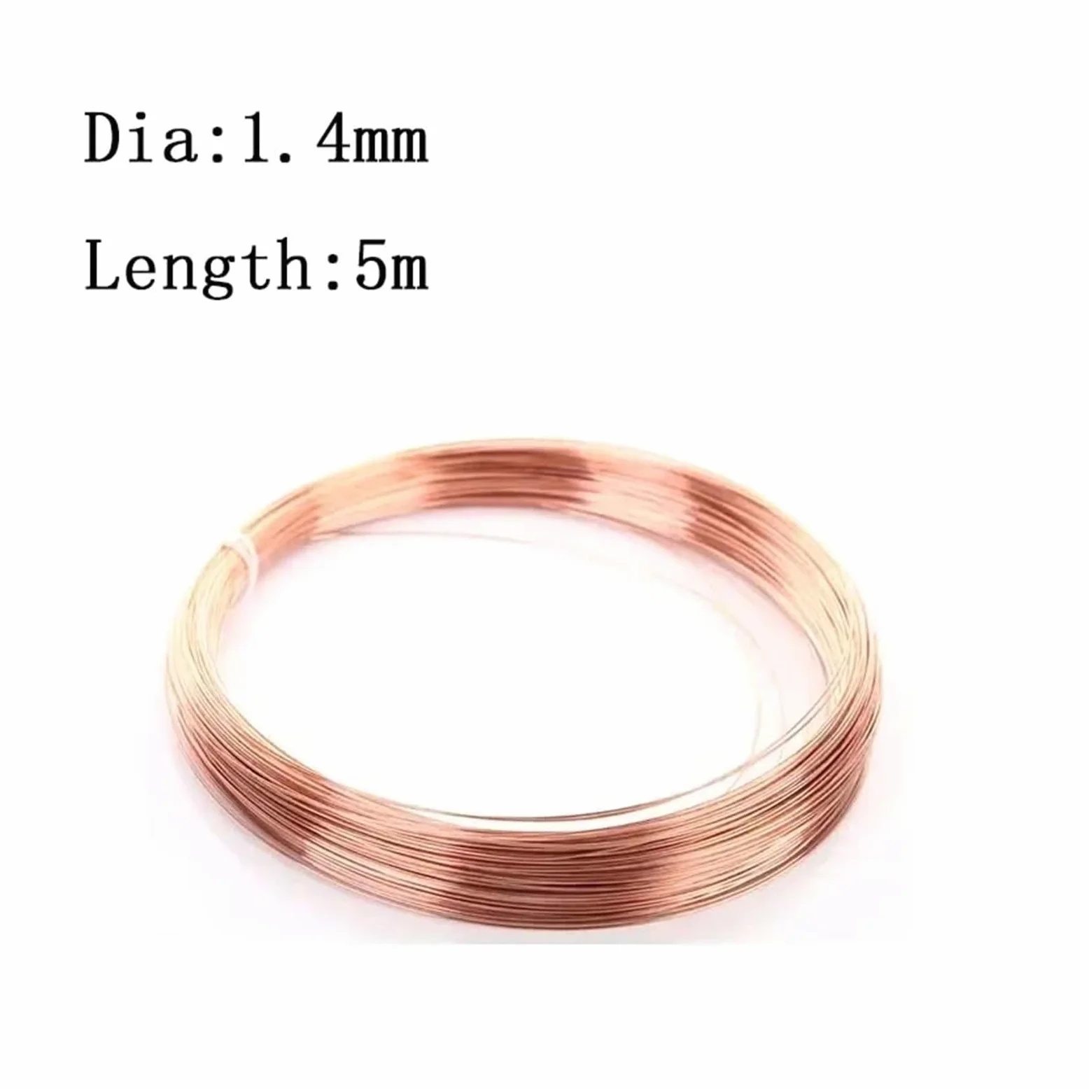 Alambre de cobre puro 1-3 rollos de alambre de cobre puro T2, desnudo y esmaltado de 0,1-3,2mm, 1-10M for manualidades DIY,(1.4mm X 5M,3 Rolls)