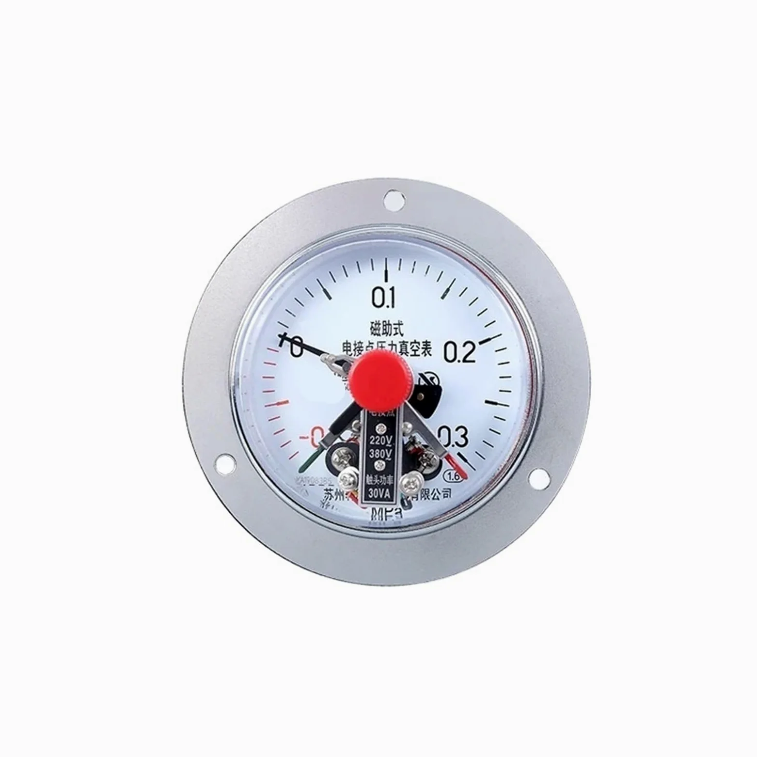 Manómetro de presión de vacío manómetro de Agua Manómetro de presión de máquina de Espuma con Contacto eléctrico Auxiliar magnético de Borde de Banda axial de -0,1 a 0,3 MPa(1.6MPa)